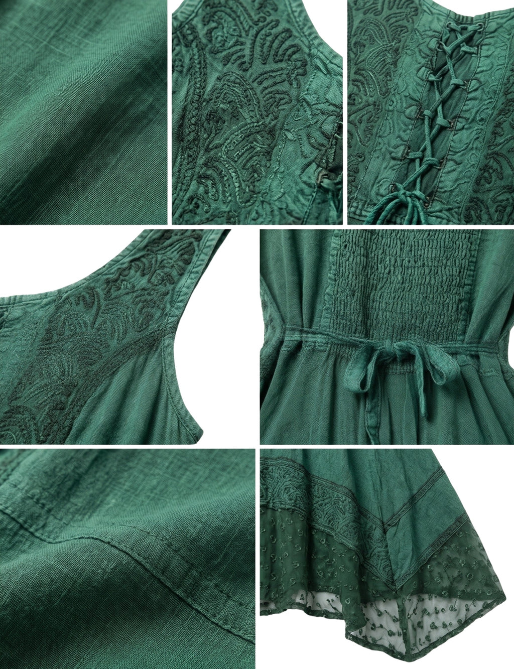 Sakkas Magdilena Stonewashed Corset Front Embroidered Dress