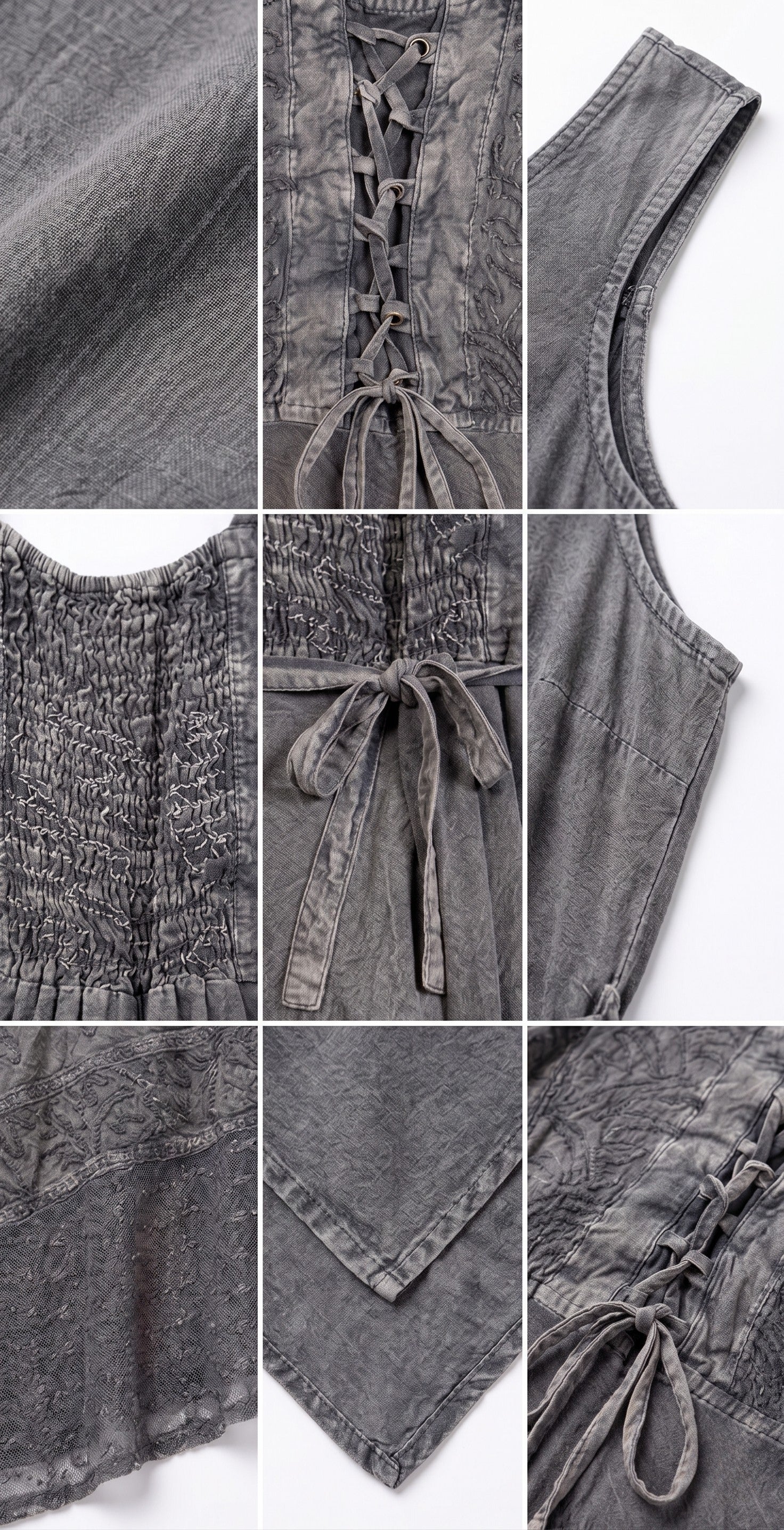 Sakkas Magdilena Stonewashed Corset Front Embroidered Dress