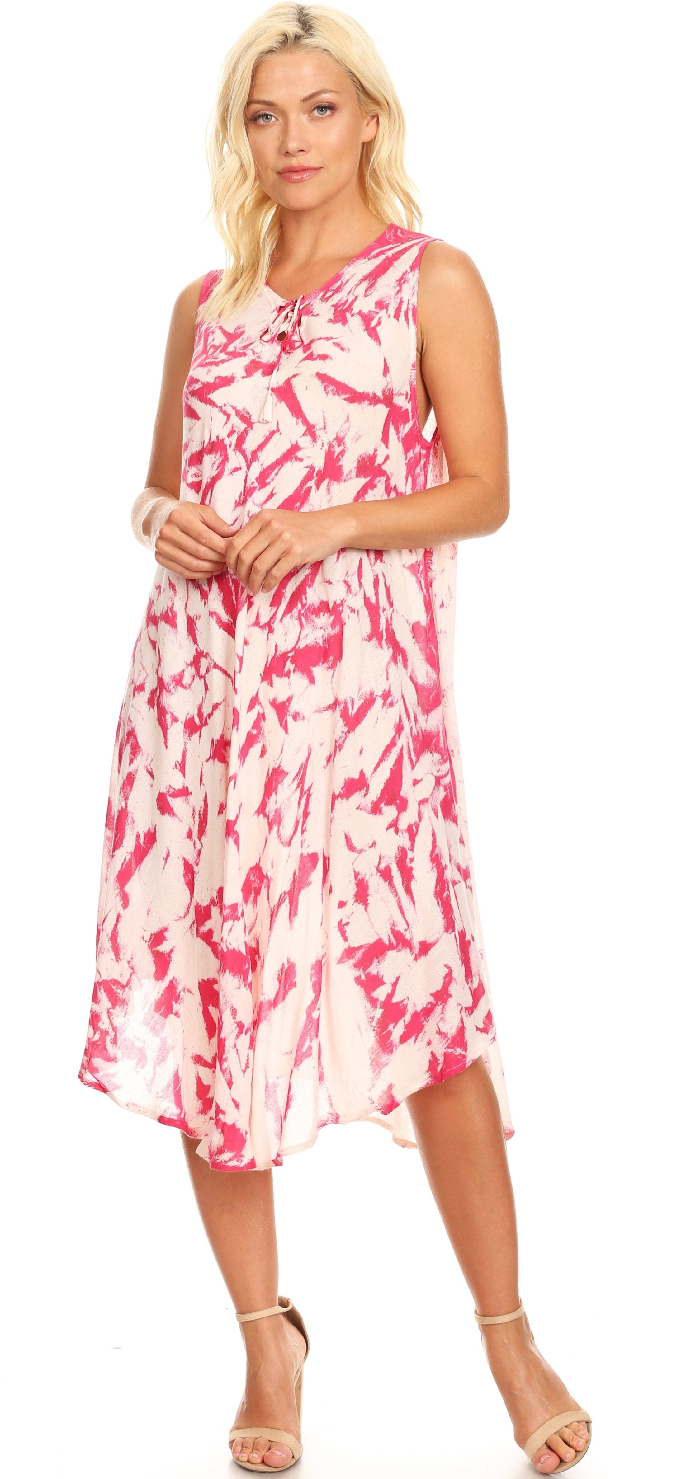 Sakkas Anni Women's Summer Casual Midi Sleeveless Loose Tie-dye Tank Sundress
