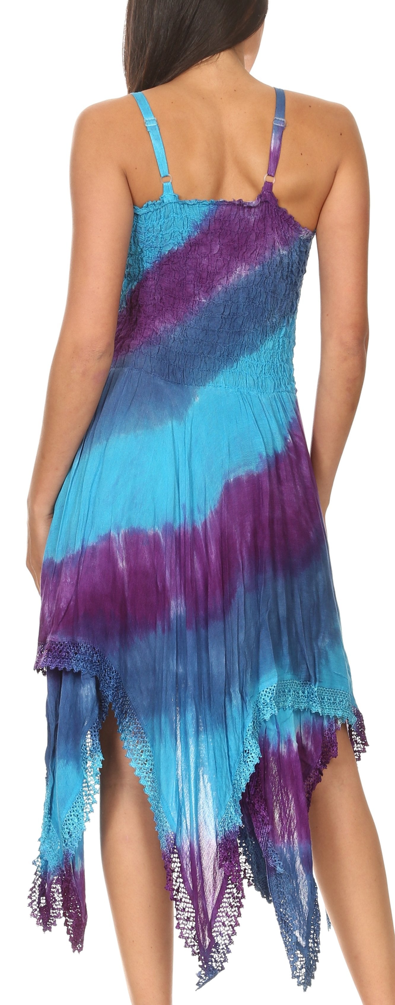 Sakkas Lecia Women's Spaghetti Strap Sleeveless Handkerchief Casual Boho Dress