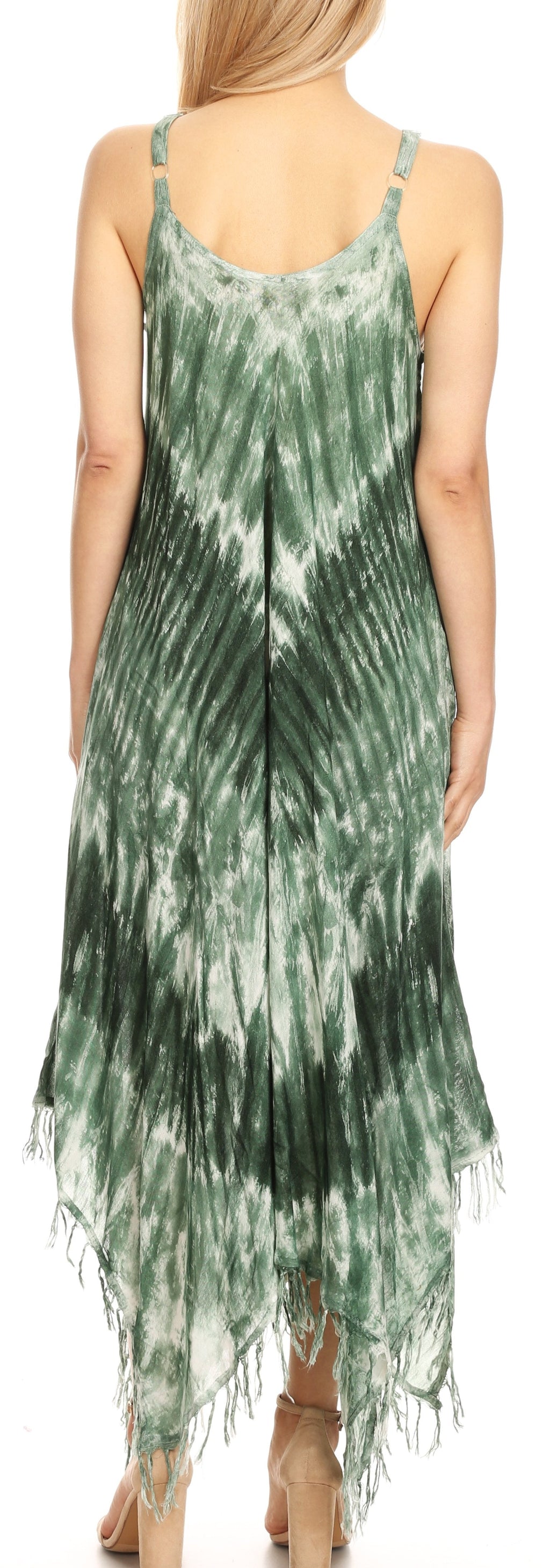 Sakkas Jass Women's Spaghetti Strap Casual Summer Sleeveless Tie-dye Dress