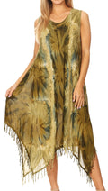 Sakkas Lara Women's Casual Fringe Loose Maxi Dress Caftan Cover-up