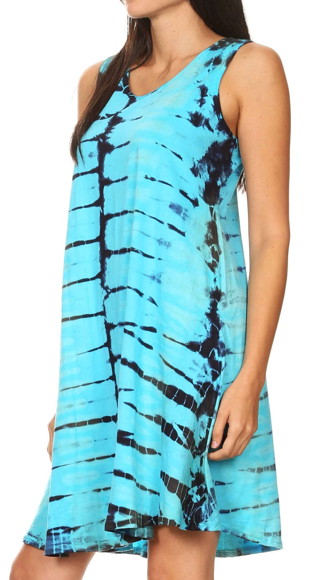 Sakkas Dora Women's Sleeveless Knit Loose Casual Shift Print Tank Dress Sundress