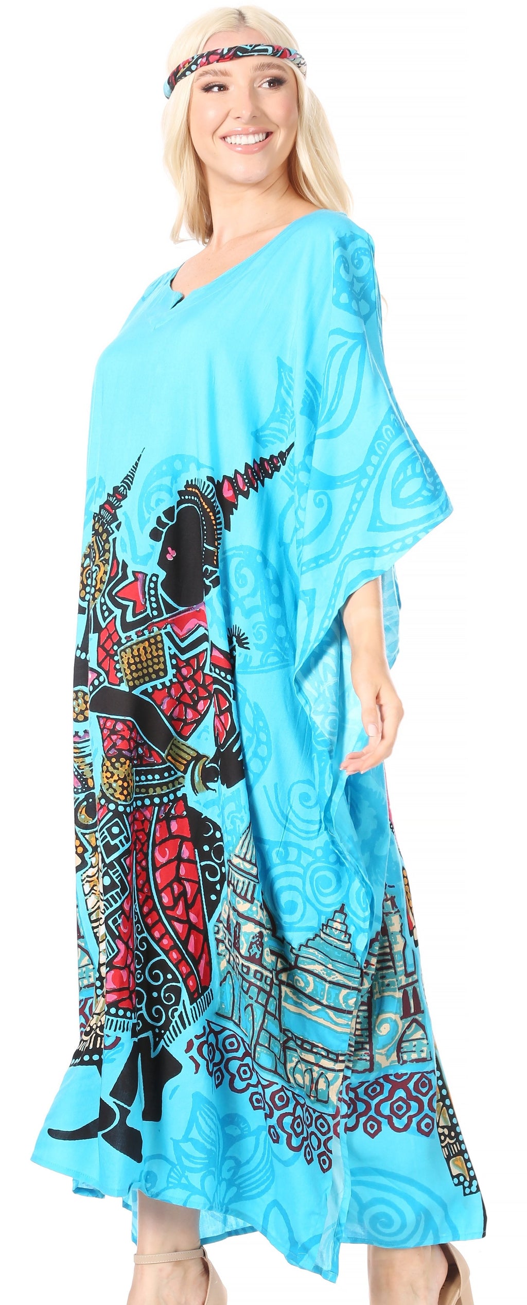 Sakkas Mera Women's Long Loose Short Sleeve Summer Casual Caftan Kaftan Dress - Buy One, Get One 50% Off