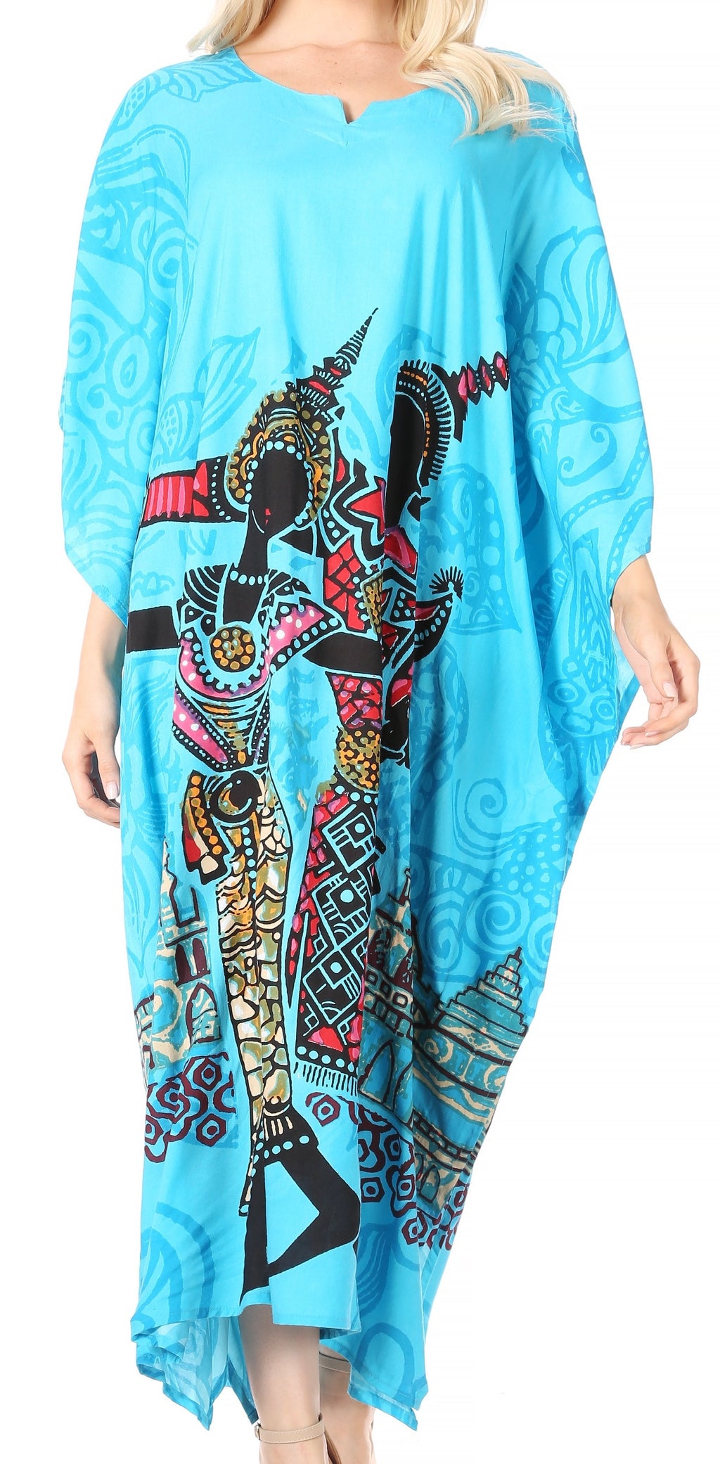 Sakkas Mera Women's Long Loose Short Sleeve Summer Casual Caftan Kaftan Dress - Buy One, Get One 50% Off