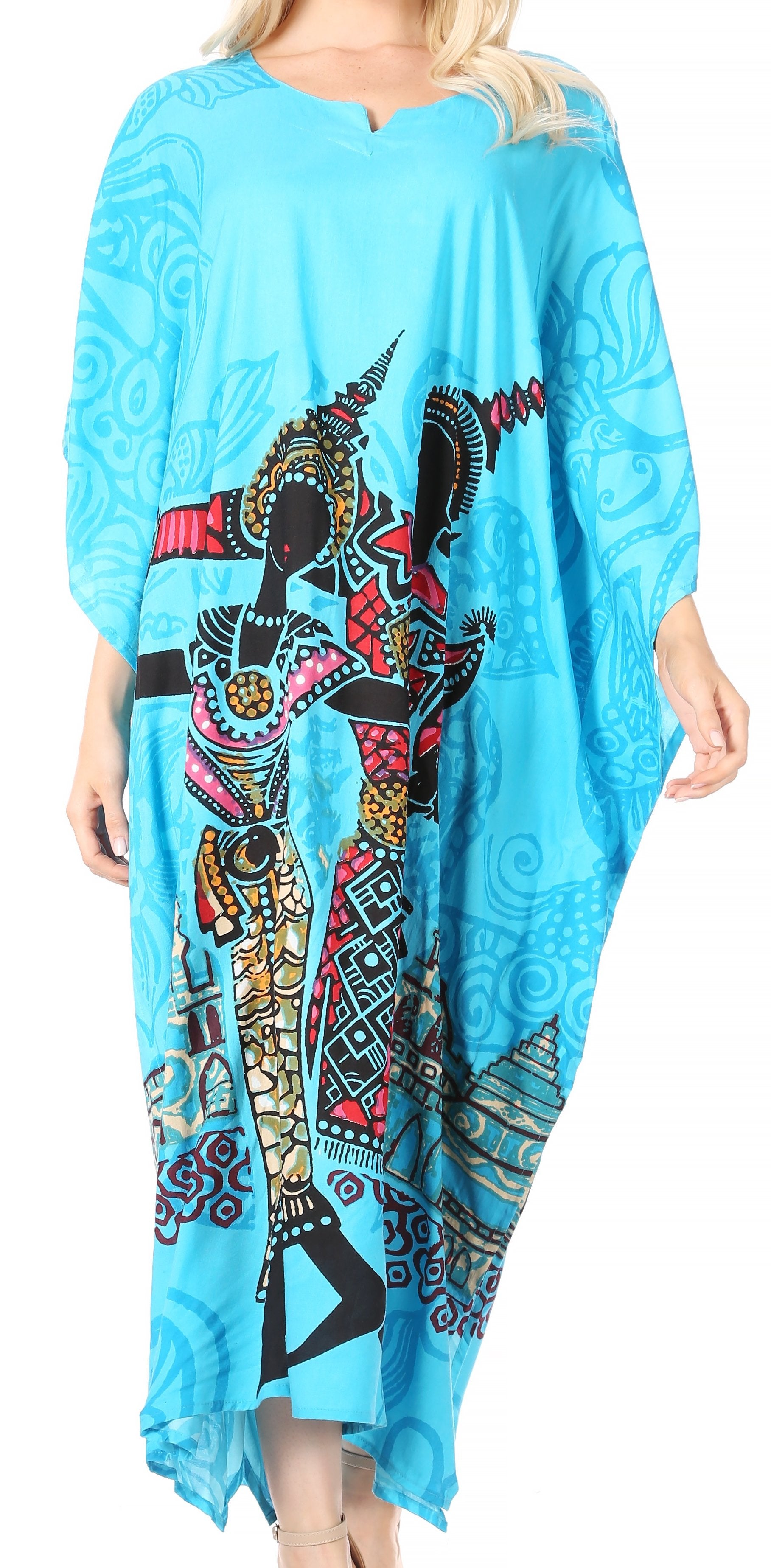 Sakkas Mera Women's Long Loose Short Sleeve Summer Casual Caftan Kaftan Dress - Buy One, Get One 50% Off