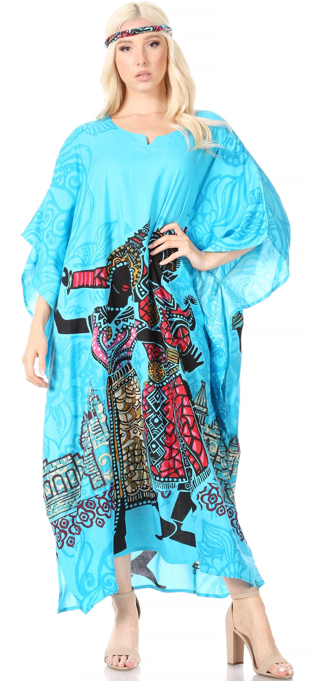 Sakkas Mera Women's Long Loose Short Sleeve Summer Casual Caftan Kaftan Dress - Buy One, Get One 50% Off