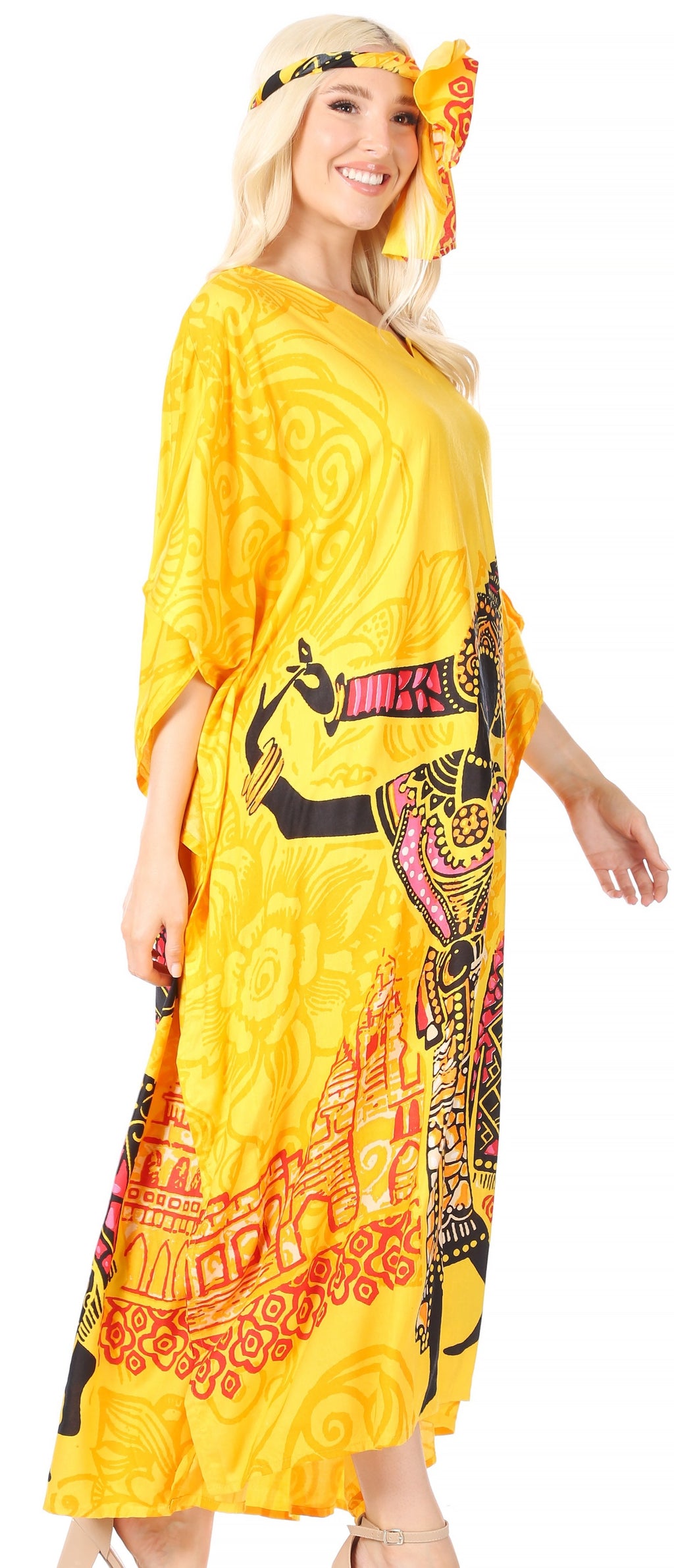 Sakkas Mera Women's Long Loose Short Sleeve Summer Casual Caftan Kaftan Dress - Buy One, Get One 50% Off