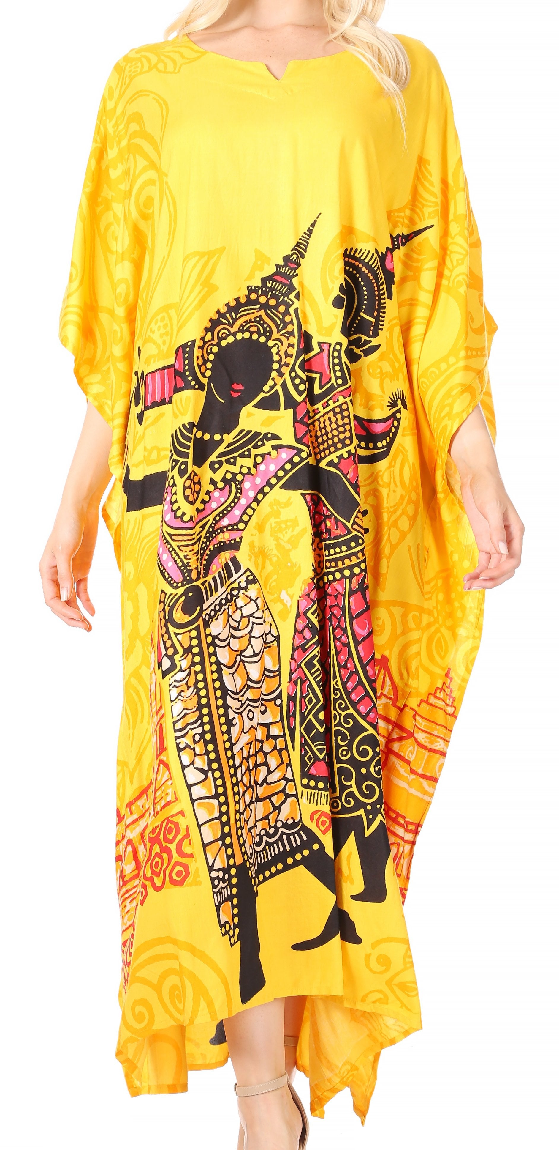 Sakkas Mera Women's Long Loose Short Sleeve Summer Casual Caftan Kaftan Dress - Buy One, Get One 50% Off
