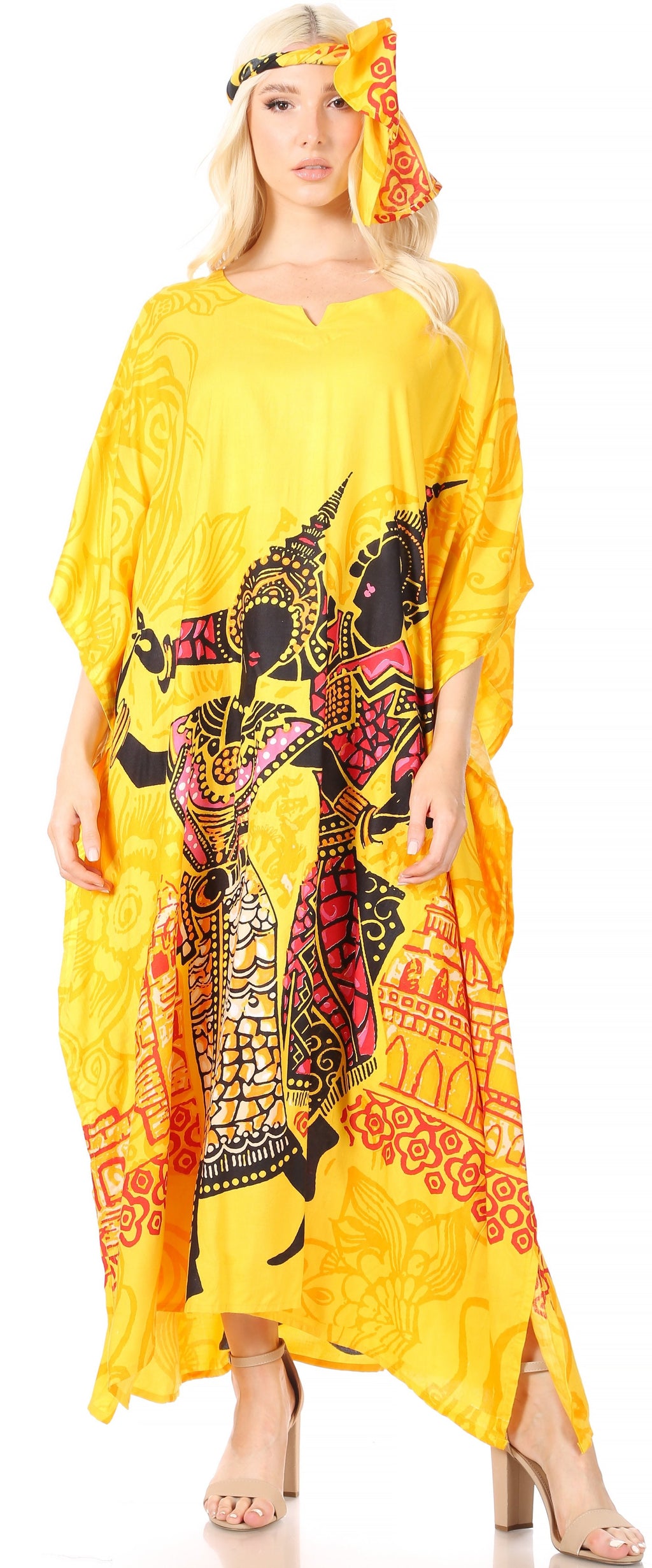 Sakkas Mera Women's Long Loose Short Sleeve Summer Casual Caftan Kaftan Dress - Buy One, Get One 50% Off
