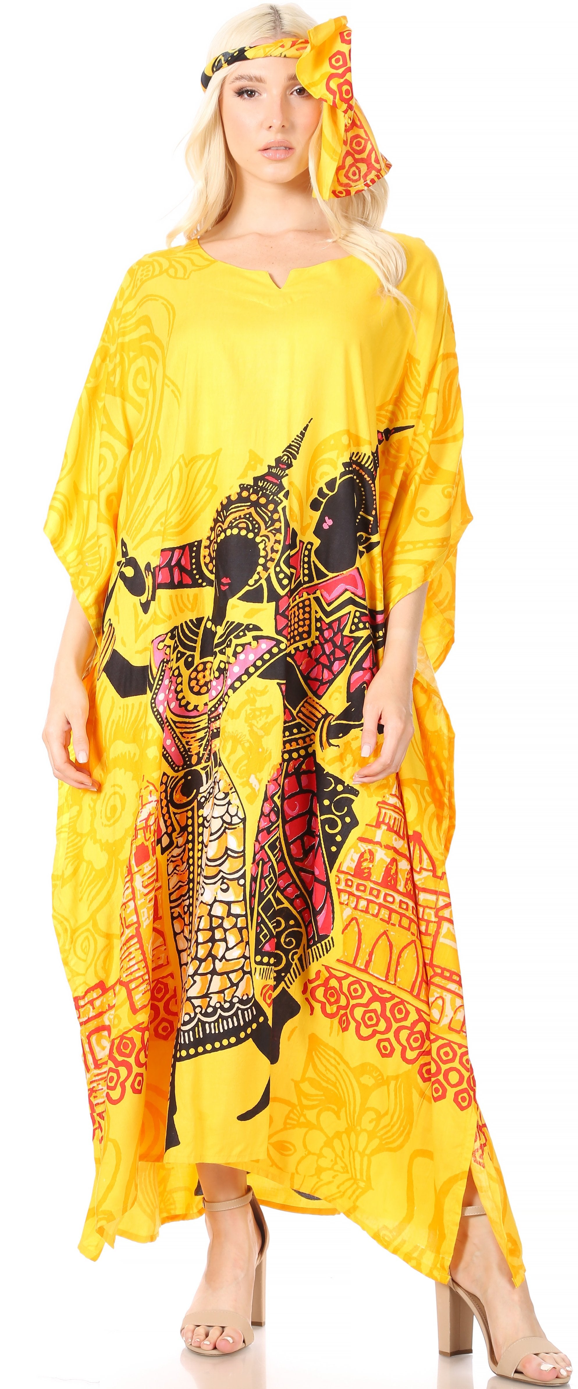 Sakkas Mera Women's Long Loose Short Sleeve Summer Casual Caftan Kaftan Dress - Buy One, Get One 50% Off