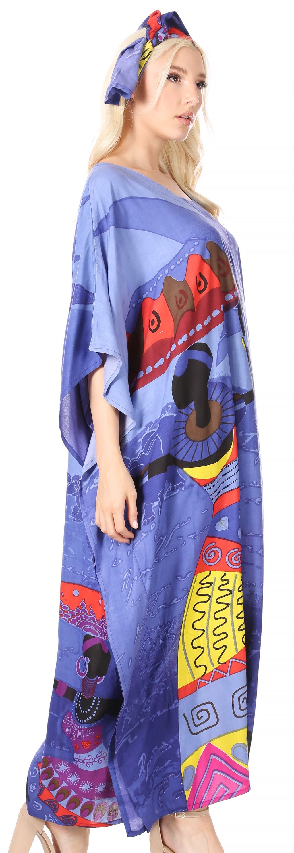 Sakkas Mera Women's Long Loose Short Sleeve Summer Casual Caftan Kaftan Dress - Buy One, Get One 50% Off