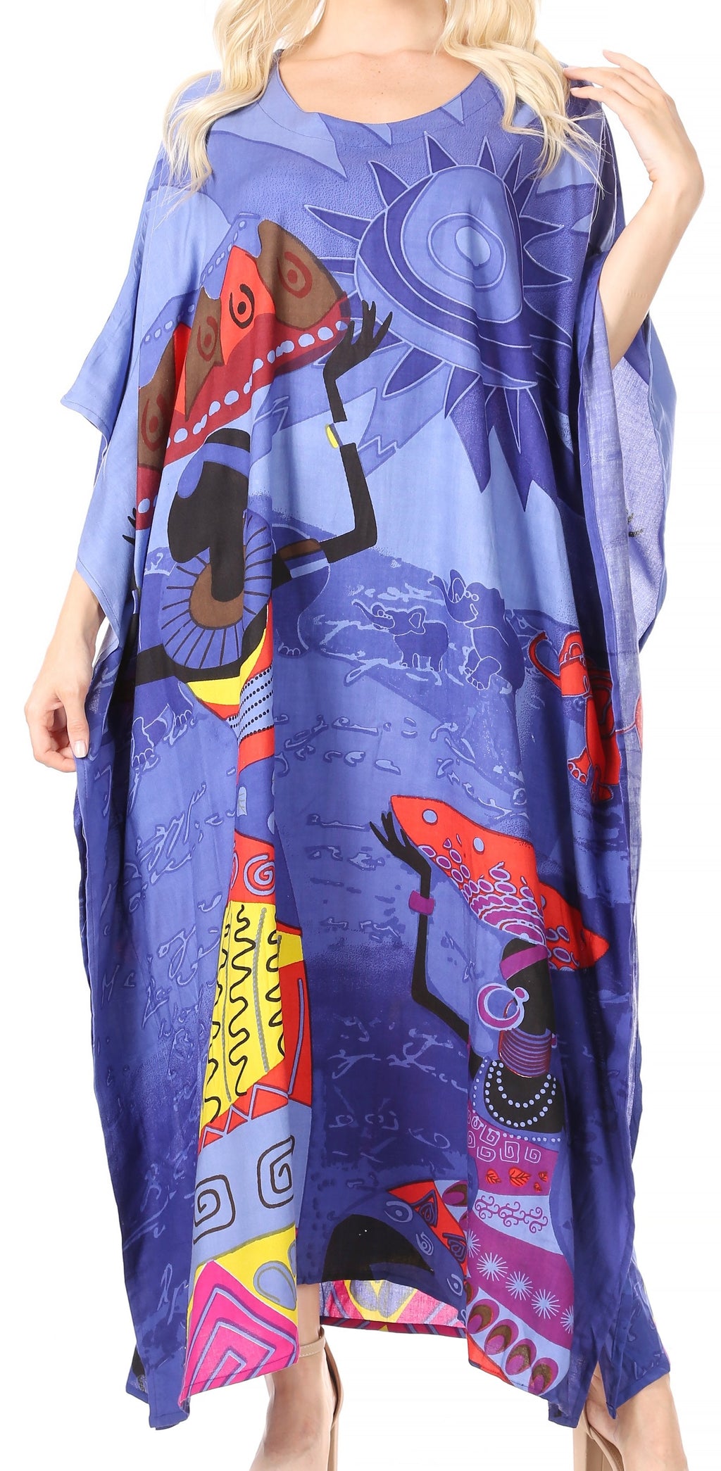 Sakkas Mera Women's Long Loose Short Sleeve Summer Casual Caftan Kaftan Dress - Buy One, Get One 50% Off