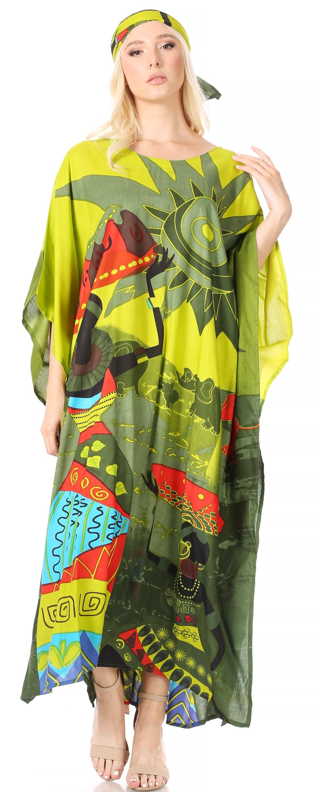 Sakkas Mera Women's Long Loose Short Sleeve Summer Casual Caftan Kaftan Dress - Buy One, Get One 50% Off