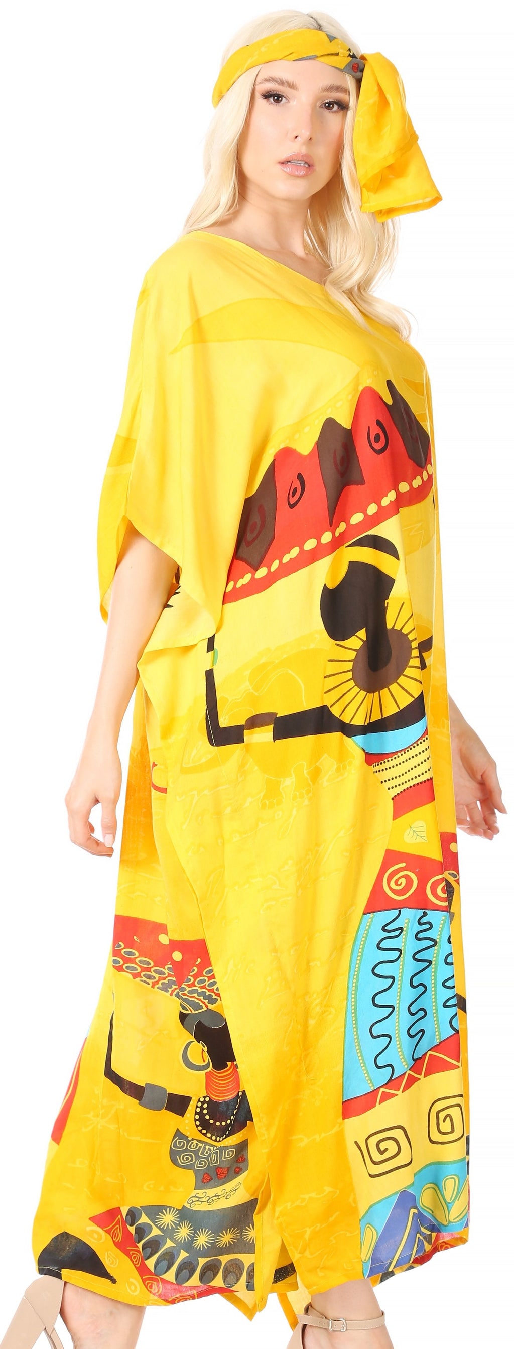 Sakkas Mera Women's Long Loose Short Sleeve Summer Casual Caftan Kaftan Dress - Buy One, Get One 50% Off
