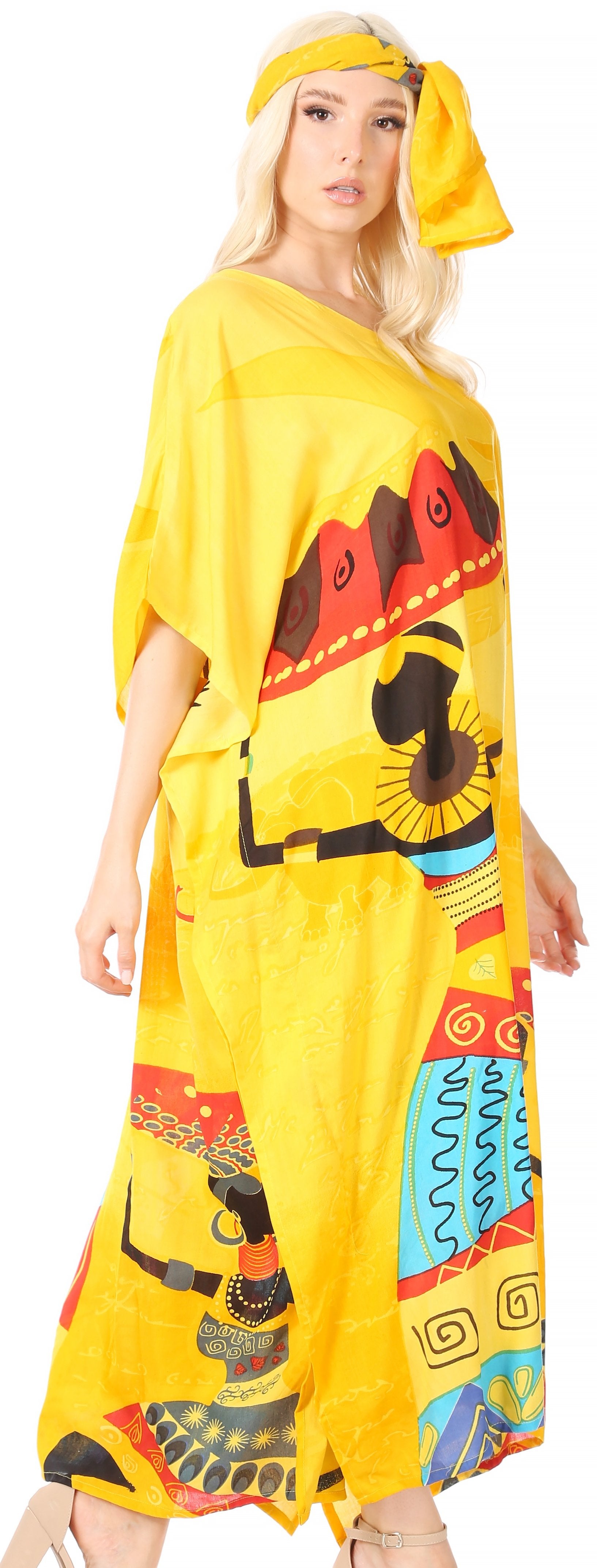Sakkas Mera Women's Long Loose Short Sleeve Summer Casual Caftan Kaftan Dress - Buy One, Get One 50% Off