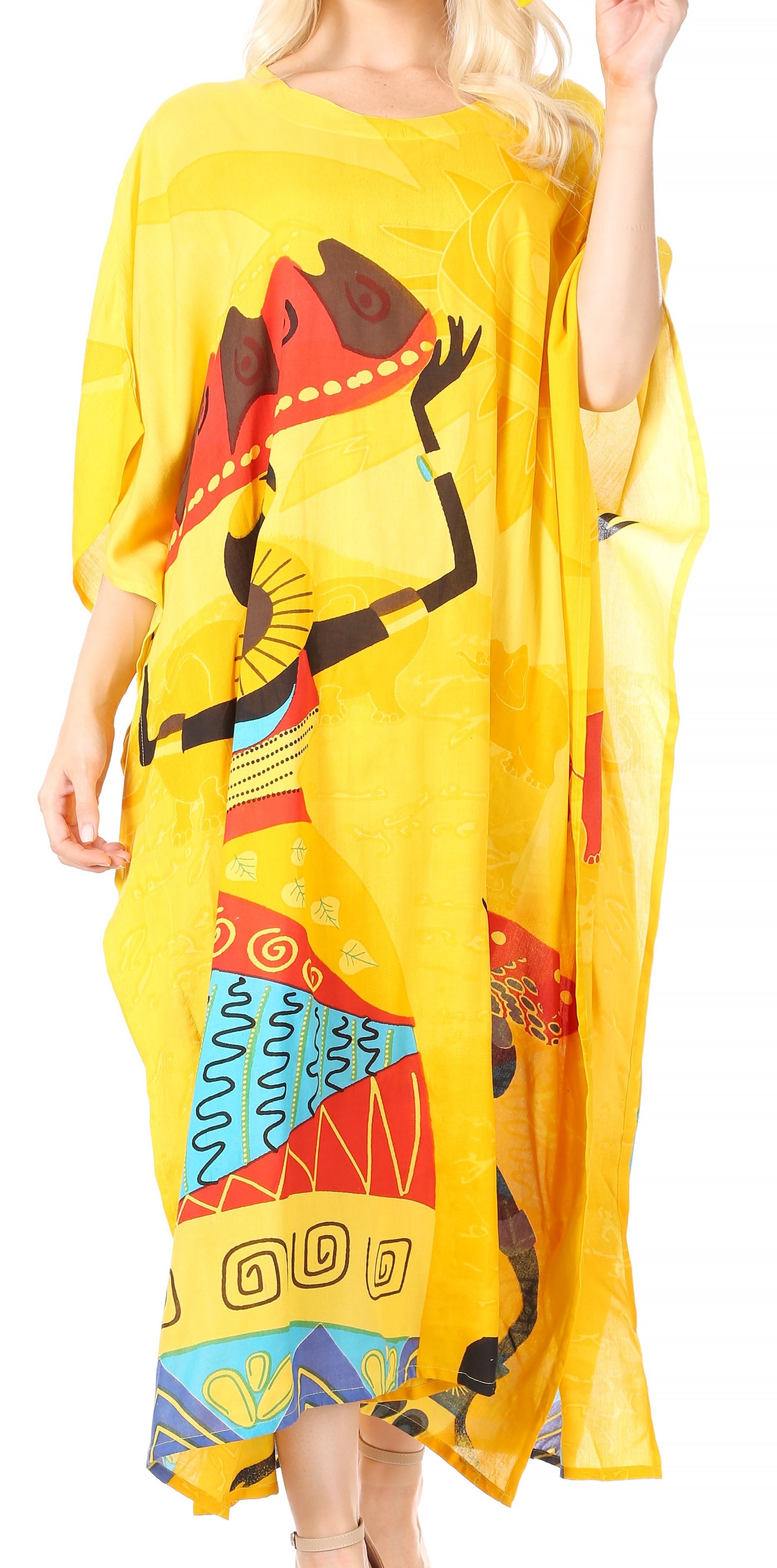 Sakkas Mera Women's Long Loose Short Sleeve Summer Casual Caftan Kaftan Dress - Buy One, Get One 50% Off