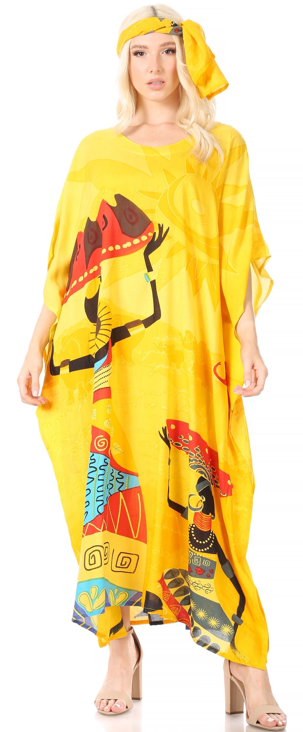 Sakkas Mera Women's Long Loose Short Sleeve Summer Casual Caftan Kaftan Dress - Buy One, Get One 50% Off