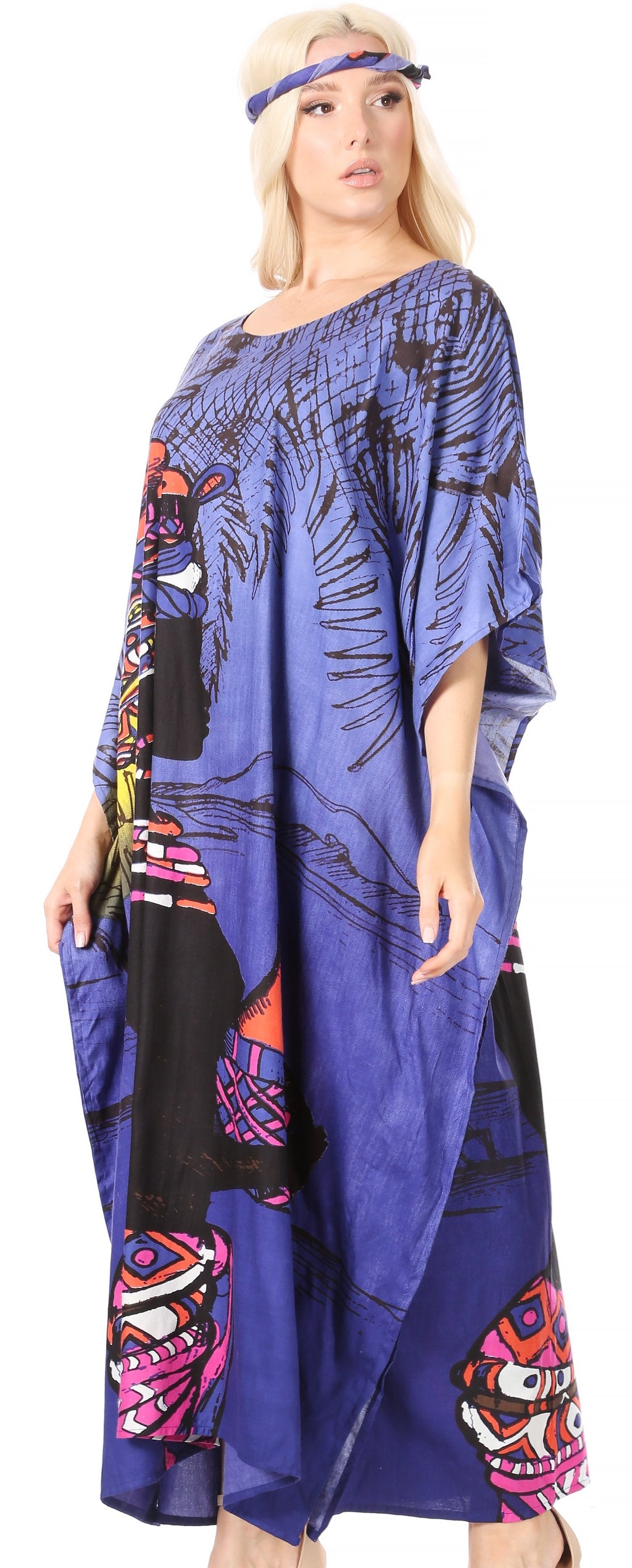 Sakkas Mera Women's Long Loose Short Sleeve Summer Casual Caftan Kaftan Dress - Buy One, Get One 50% Off