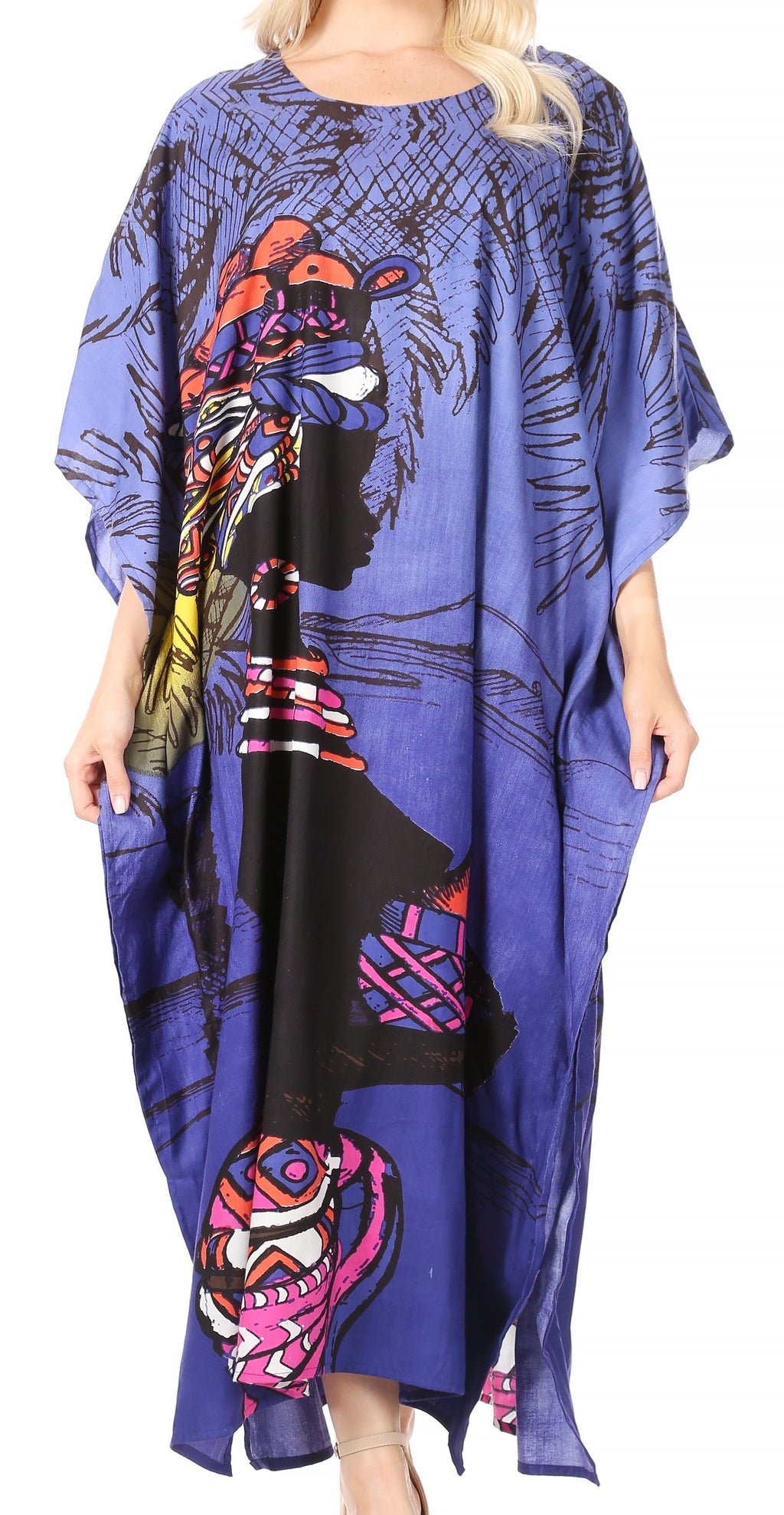Sakkas Mera Women's Long Loose Short Sleeve Summer Casual Caftan Kaftan Dress - Buy One, Get One 50% Off