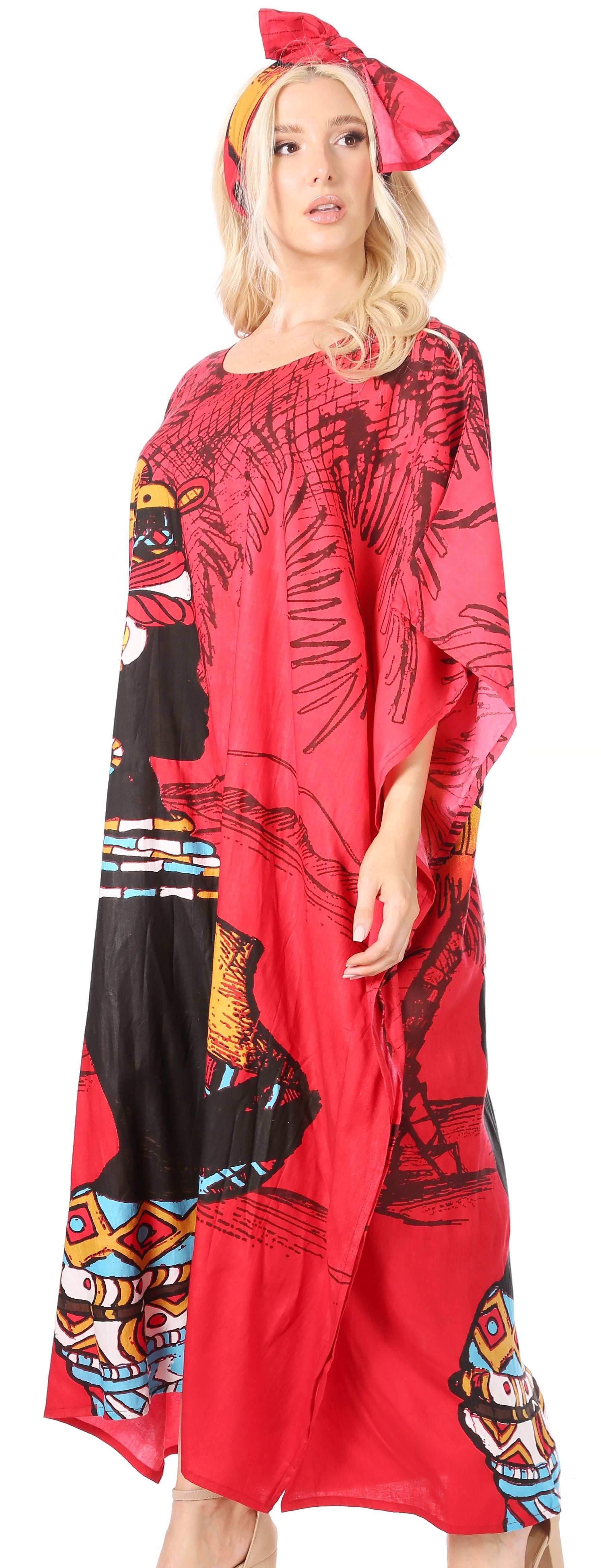 Sakkas Mera Women's Long Loose Short Sleeve Summer Casual Caftan Kaftan Dress - Buy One, Get One 50% Off
