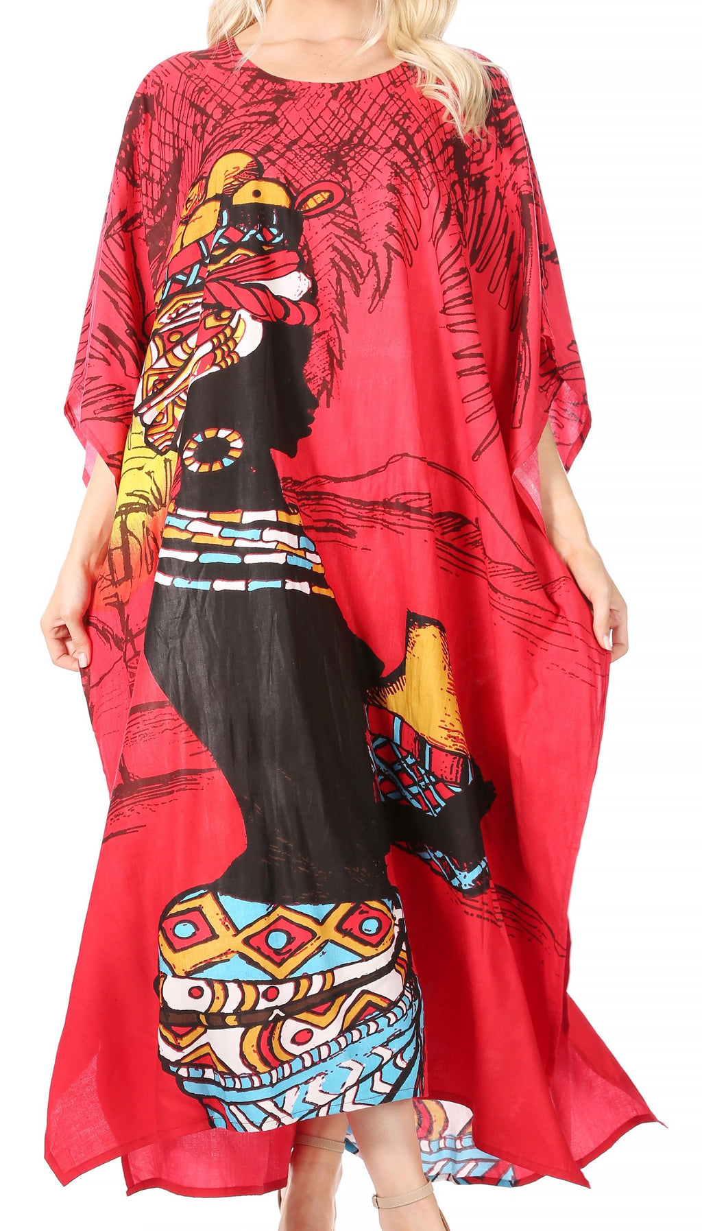 Sakkas Mera Women's Long Loose Short Sleeve Summer Casual Caftan Kaftan Dress - Buy One, Get One 50% Off