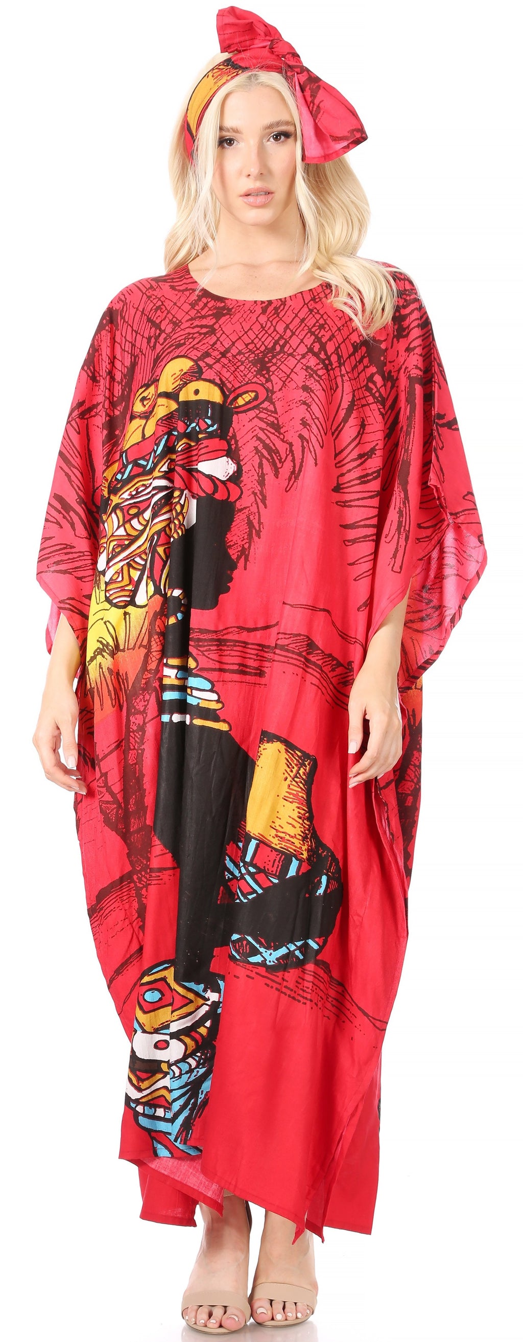 Sakkas Mera Women's Long Loose Short Sleeve Summer Casual Caftan Kaftan Dress - Buy One, Get One 50% Off