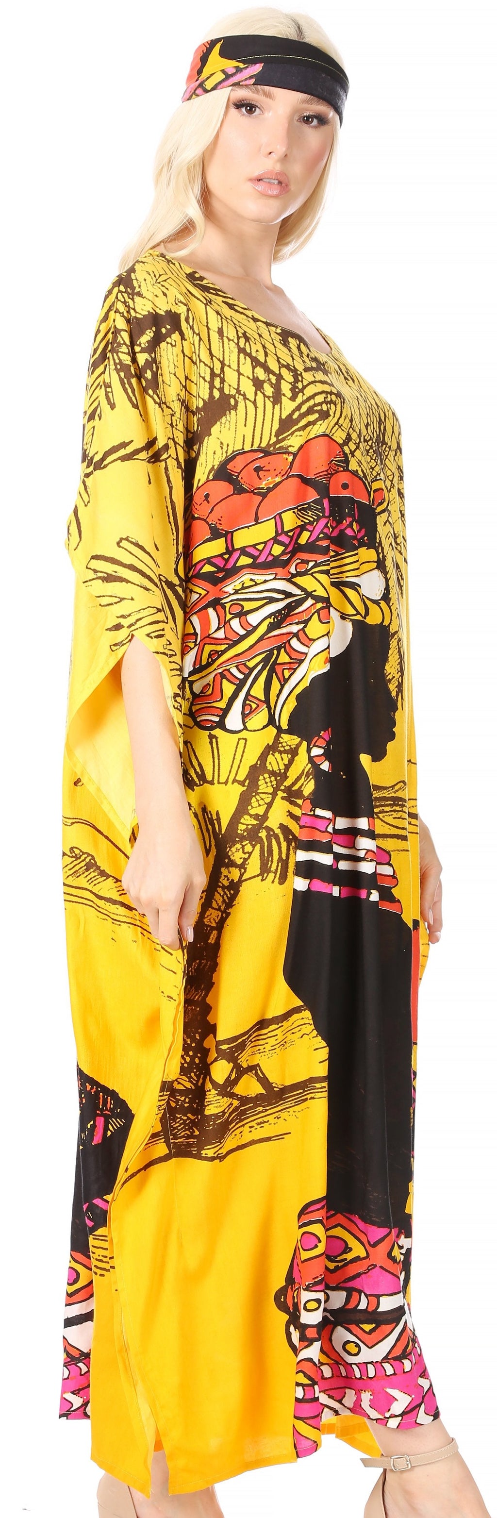 Sakkas Mera Women's Long Loose Short Sleeve Summer Casual Caftan Kaftan Dress - Buy One, Get One 50% Off