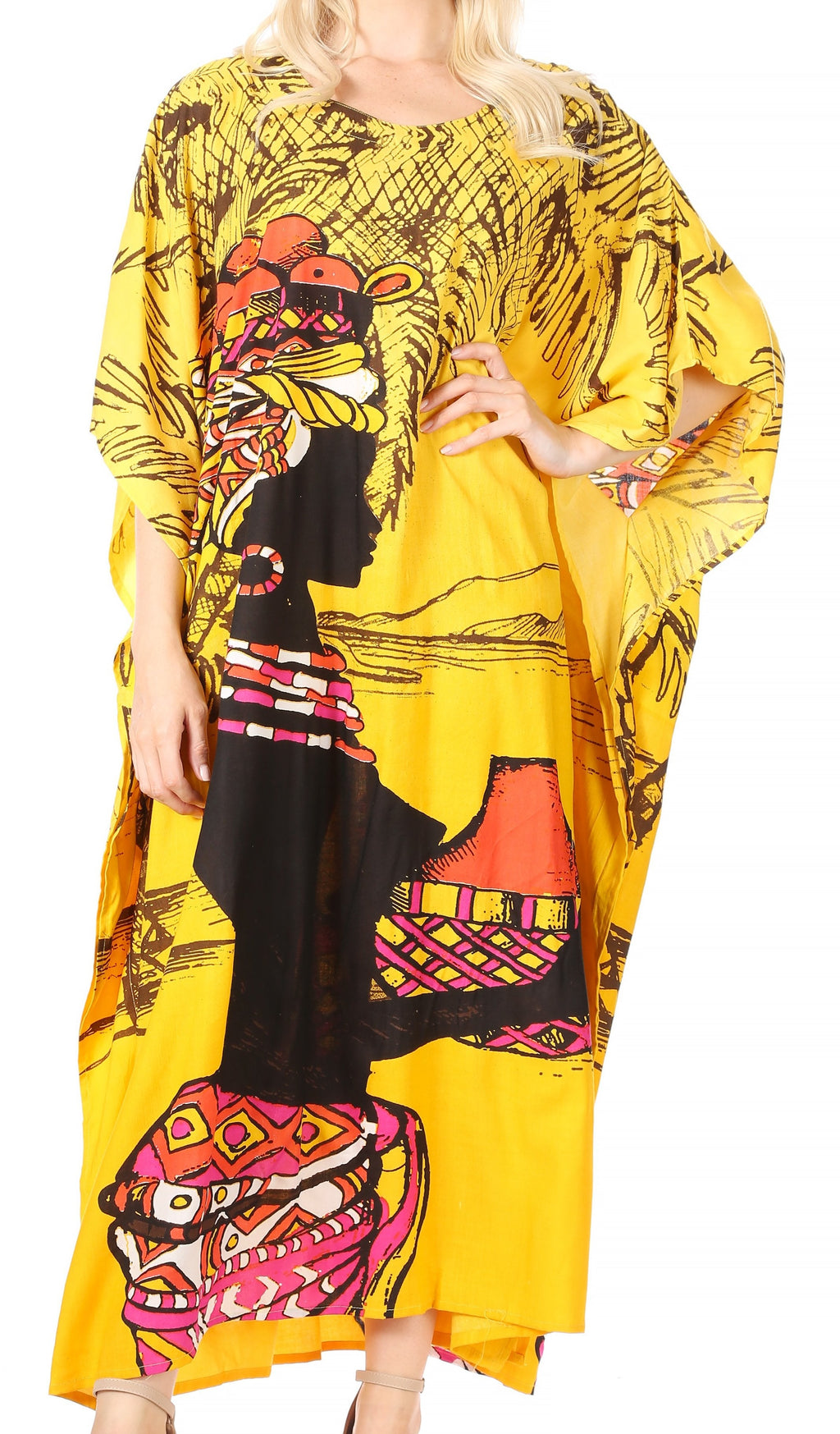Sakkas Mera Women's Long Loose Short Sleeve Summer Casual Caftan Kaftan Dress - Buy One, Get One 50% Off