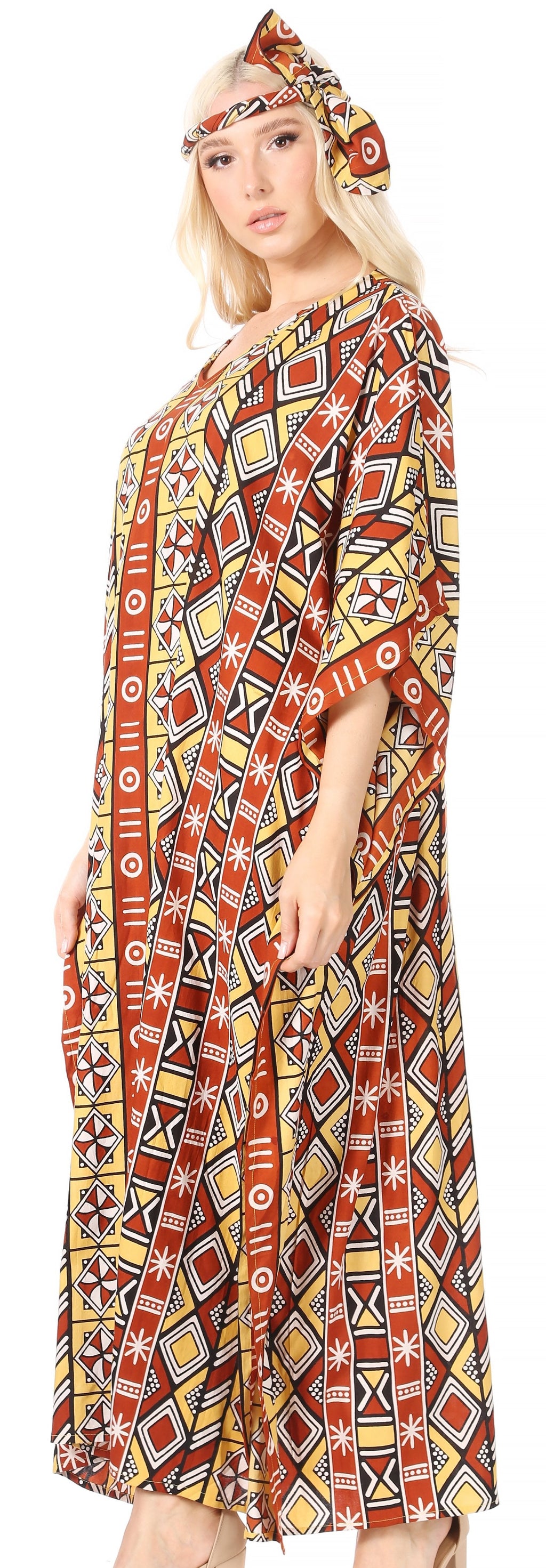 Sakkas Mera Women's Long Loose Short Sleeve Summer Casual Caftan Kaftan Dress - Buy One, Get One 50% Off