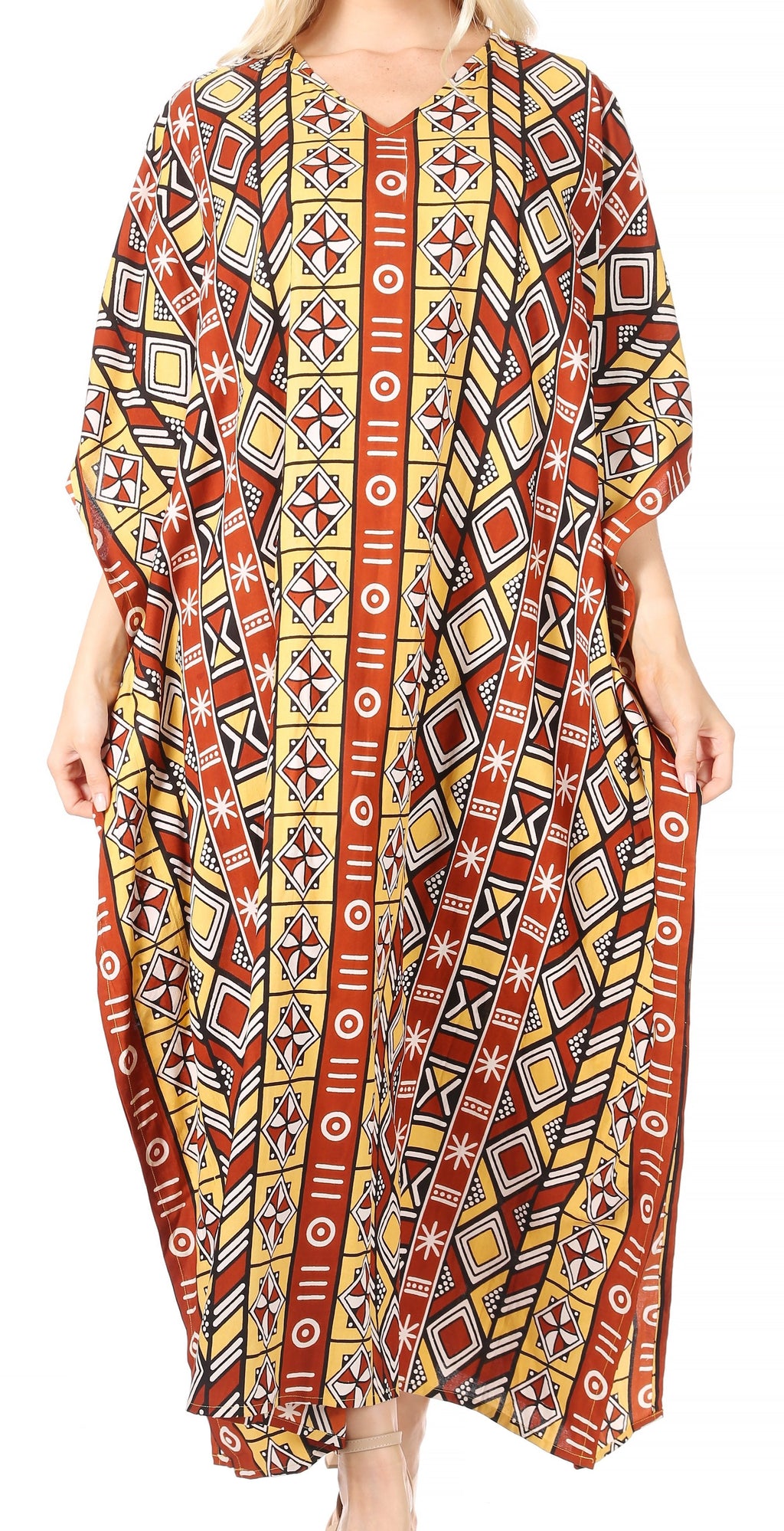 Sakkas Mera Women's Long Loose Short Sleeve Summer Casual Caftan Kaftan Dress - Buy One, Get One 50% Off