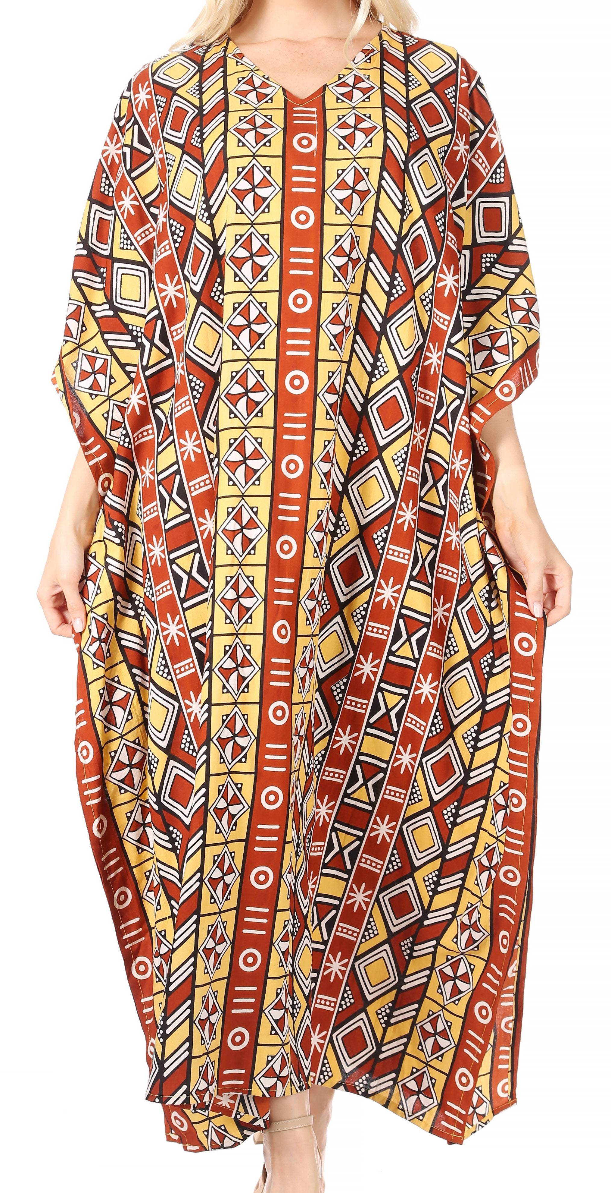 Sakkas Mera Women's Long Loose Short Sleeve Summer Casual Caftan Kaftan Dress - Buy One, Get One 50% Off