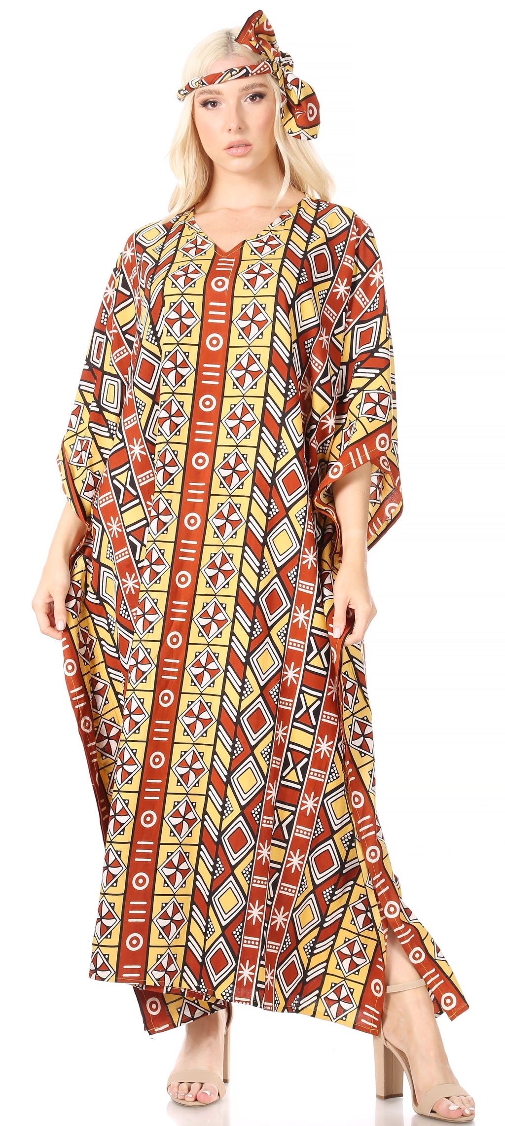 Sakkas Mera Women's Long Loose Short Sleeve Summer Casual Caftan Kaftan Dress - Buy One, Get One 50% Off