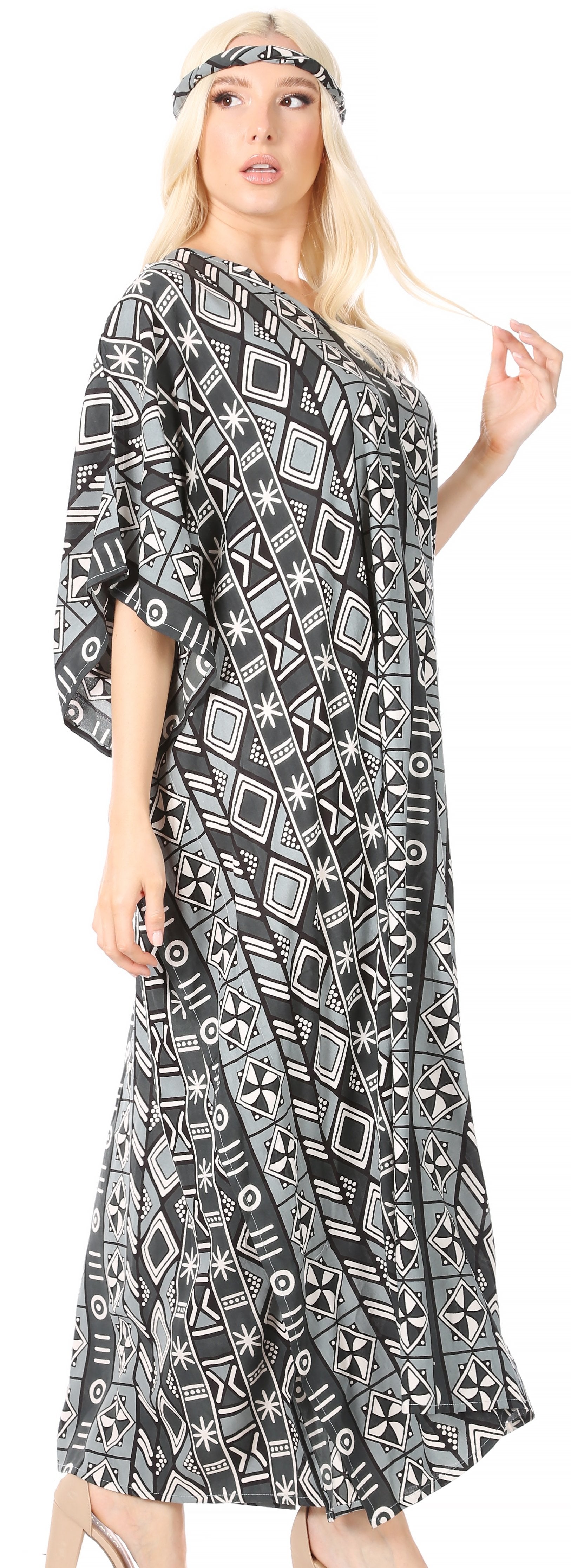 Sakkas Mera Women's Long Loose Short Sleeve Summer Casual Caftan Kaftan Dress - Buy One, Get One 50% Off