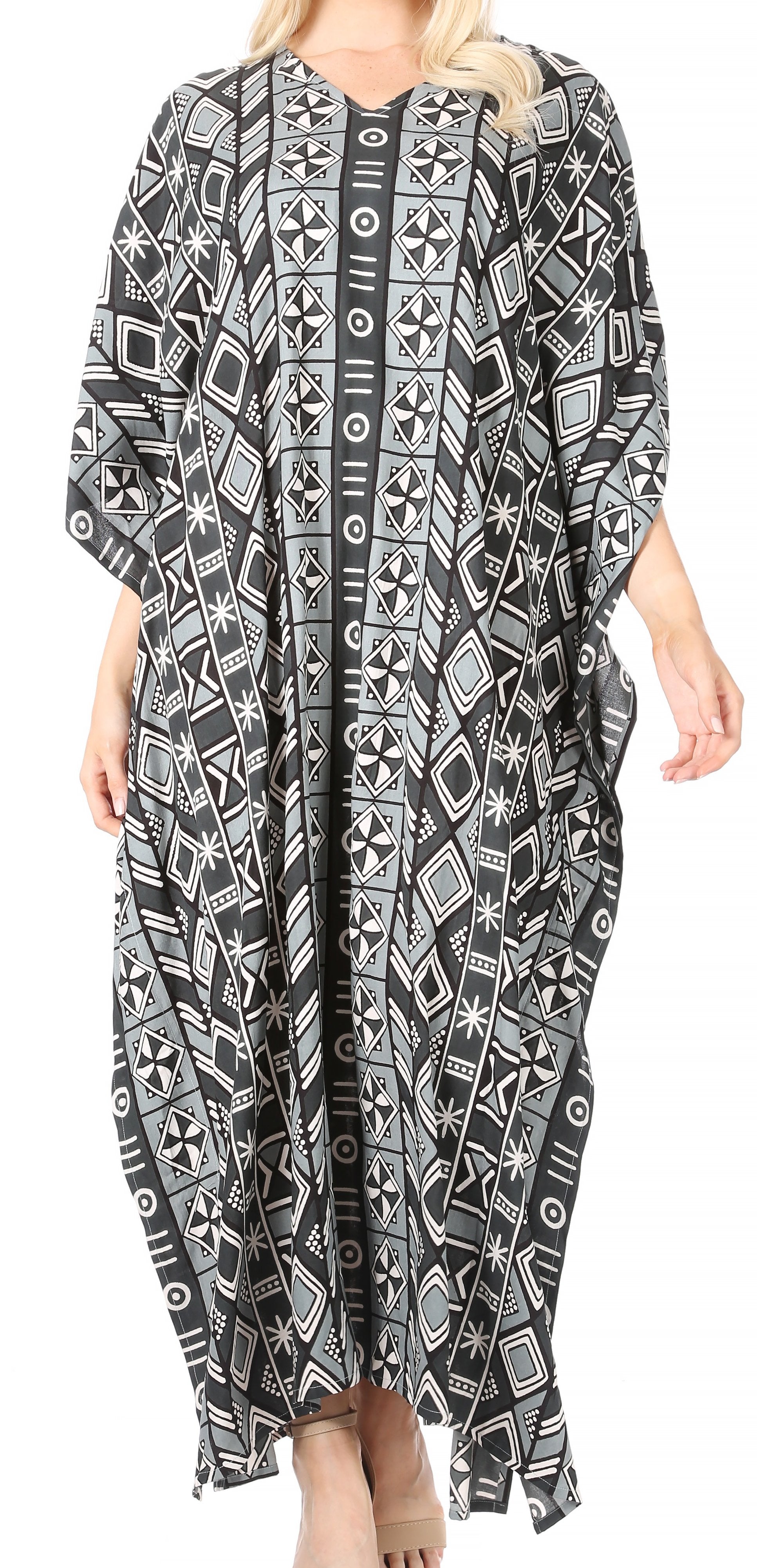 Sakkas Mera Women's Long Loose Short Sleeve Summer Casual Caftan Kaftan Dress - Buy One, Get One 50% Off