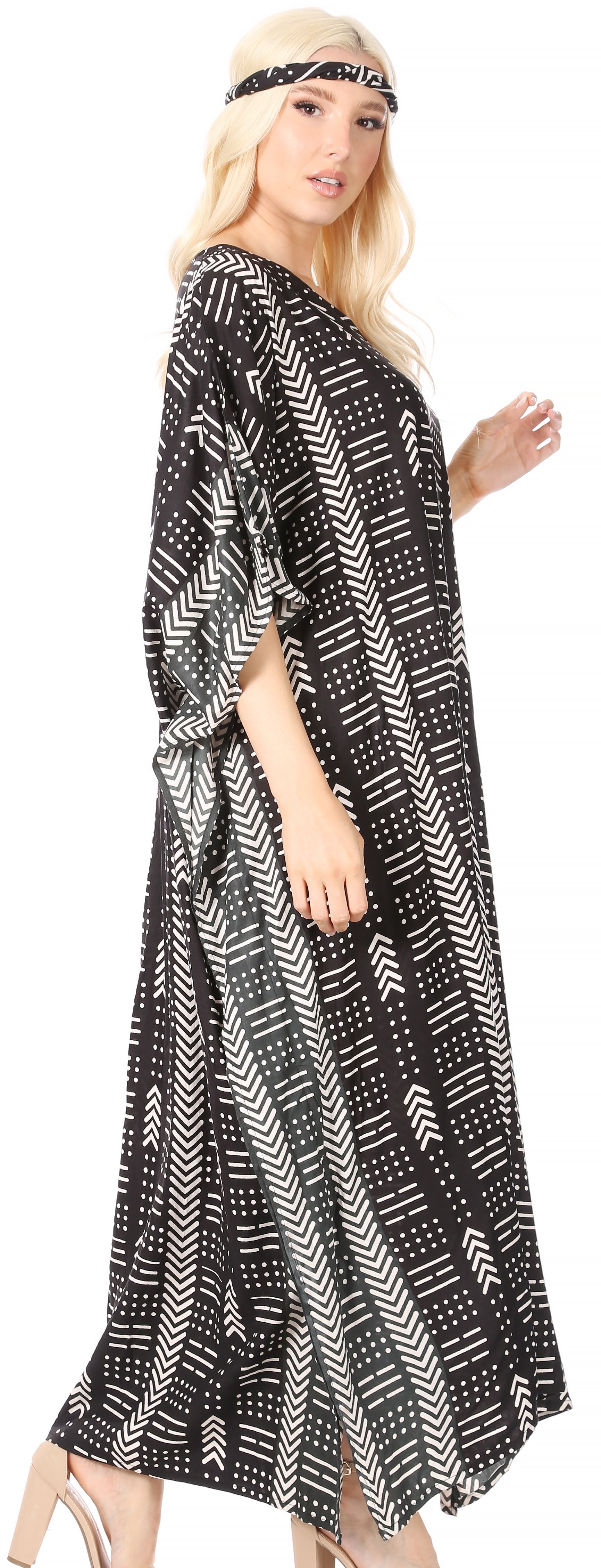 Sakkas Mera Women's Long Loose Short Sleeve Summer Casual Caftan Kaftan Dress - Buy One, Get One 50% Off