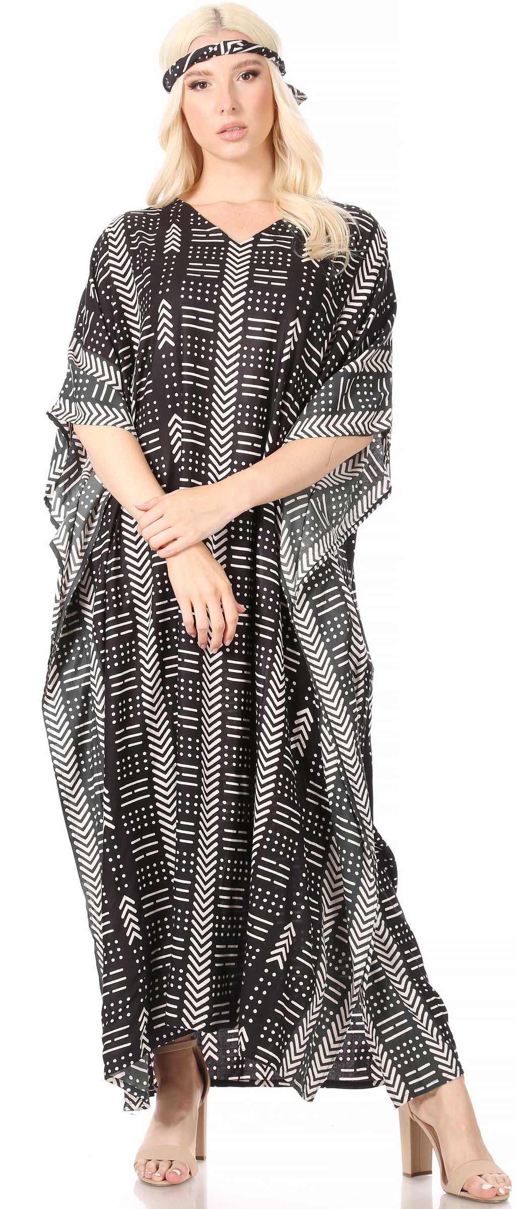 Sakkas Mera Women's Long Loose Short Sleeve Summer Casual Caftan Kaftan Dress - Buy One, Get One 50% Off