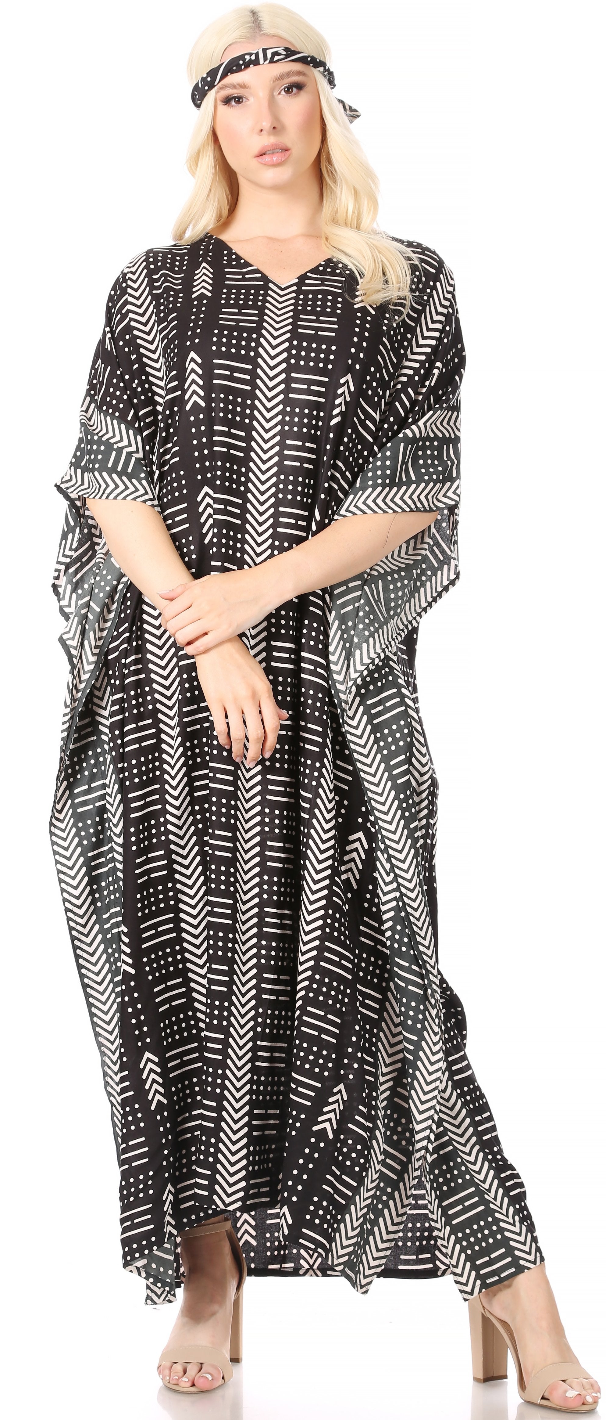 Sakkas Mera Women's Long Loose Short Sleeve Summer Casual Caftan Kaftan Dress - Buy One, Get One 50% Off