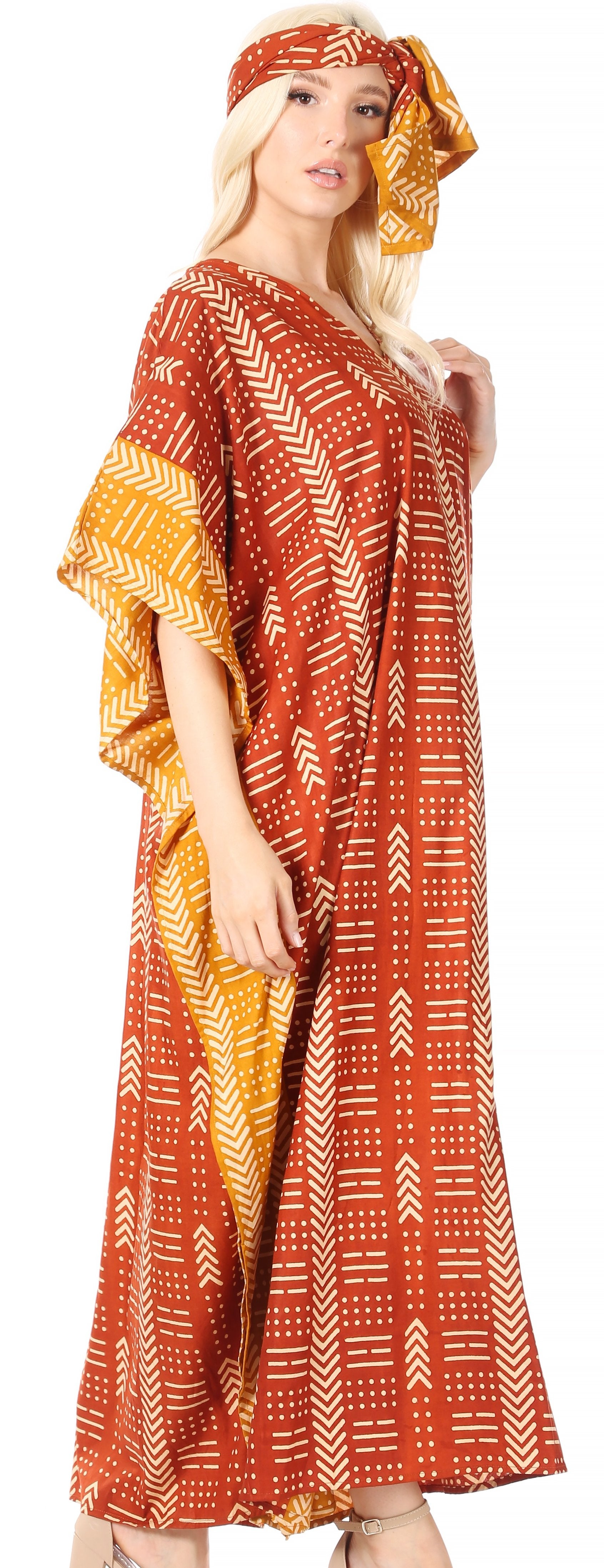 Sakkas Mera Women's Long Loose Short Sleeve Summer Casual Caftan Kaftan Dress - Buy One, Get One 50% Off