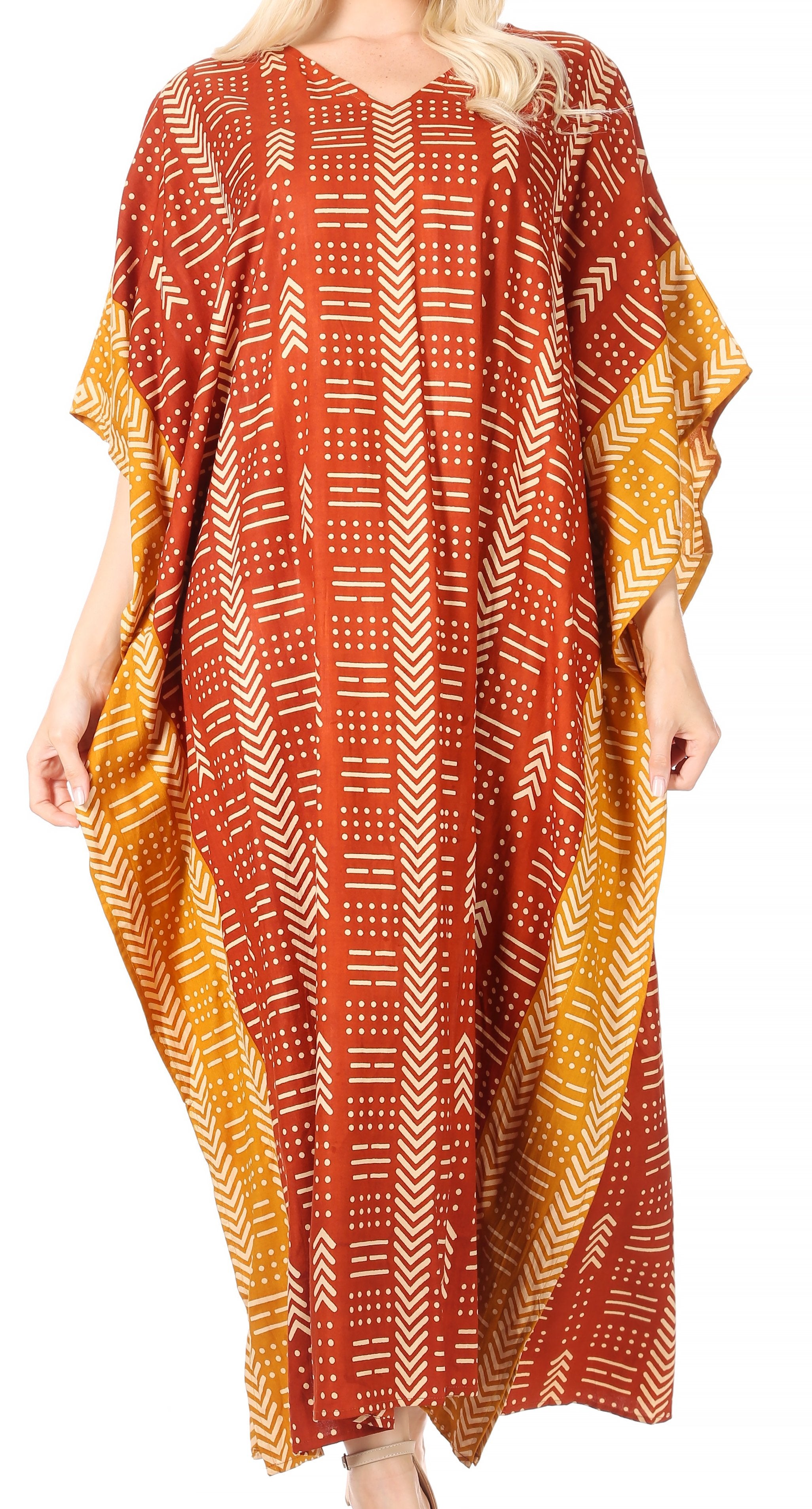 Sakkas Mera Women's Long Loose Short Sleeve Summer Casual Caftan Kaftan Dress - Buy One, Get One 50% Off