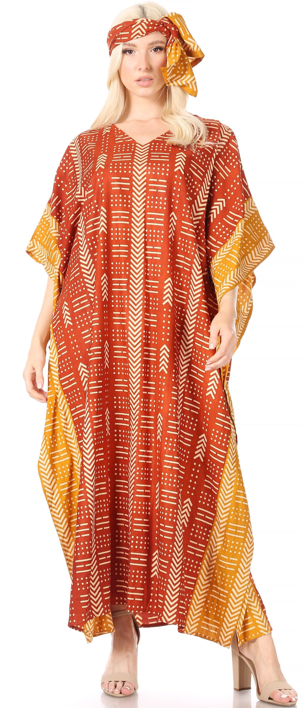 Sakkas Mera Women's Long Loose Short Sleeve Summer Casual Caftan Kaftan Dress - Buy One, Get One 50% Off