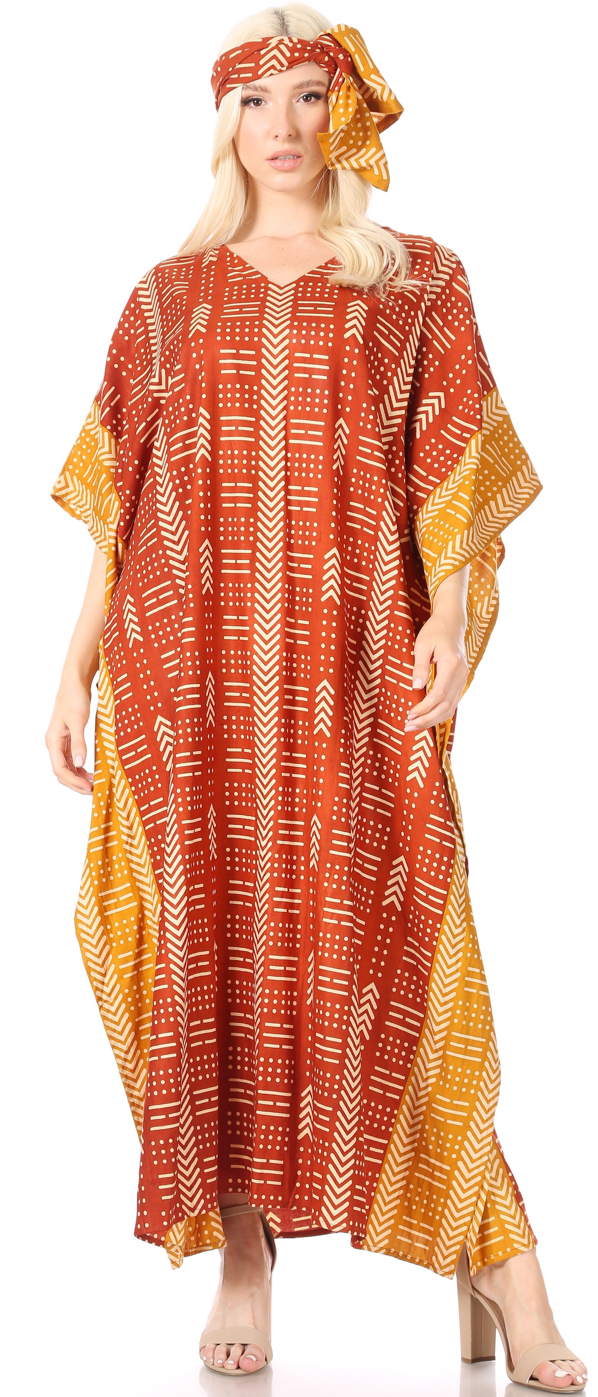 Sakkas Mera Women's Long Loose Short Sleeve Summer Casual Caftan Kaftan Dress - Buy One, Get One 50% Off