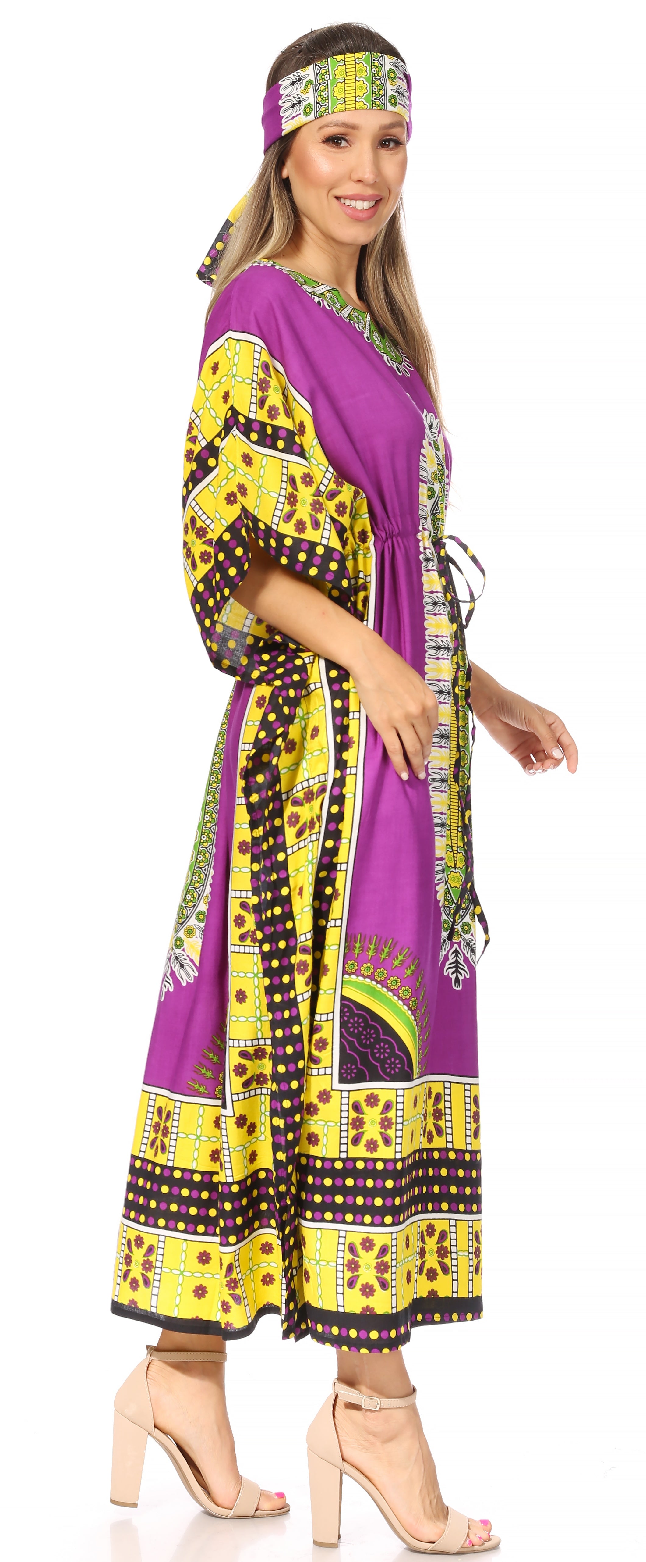 Sakkas Mera Women's Long Loose Short Sleeve Summer Casual Caftan Kaftan Dress - Buy One, Get One 50% Off