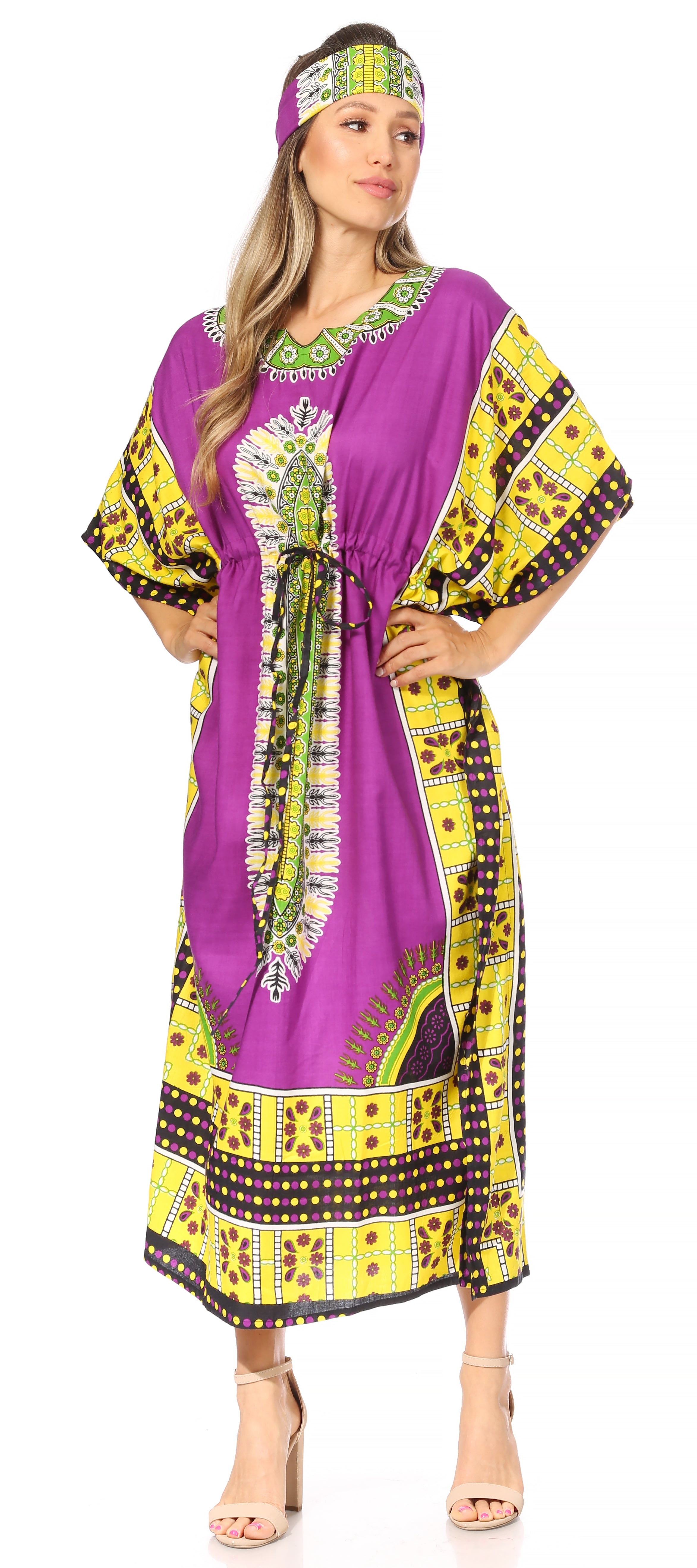 Sakkas Mera Women's Long Loose Short Sleeve Summer Casual Caftan Kaftan Dress - Buy One, Get One 50% Off