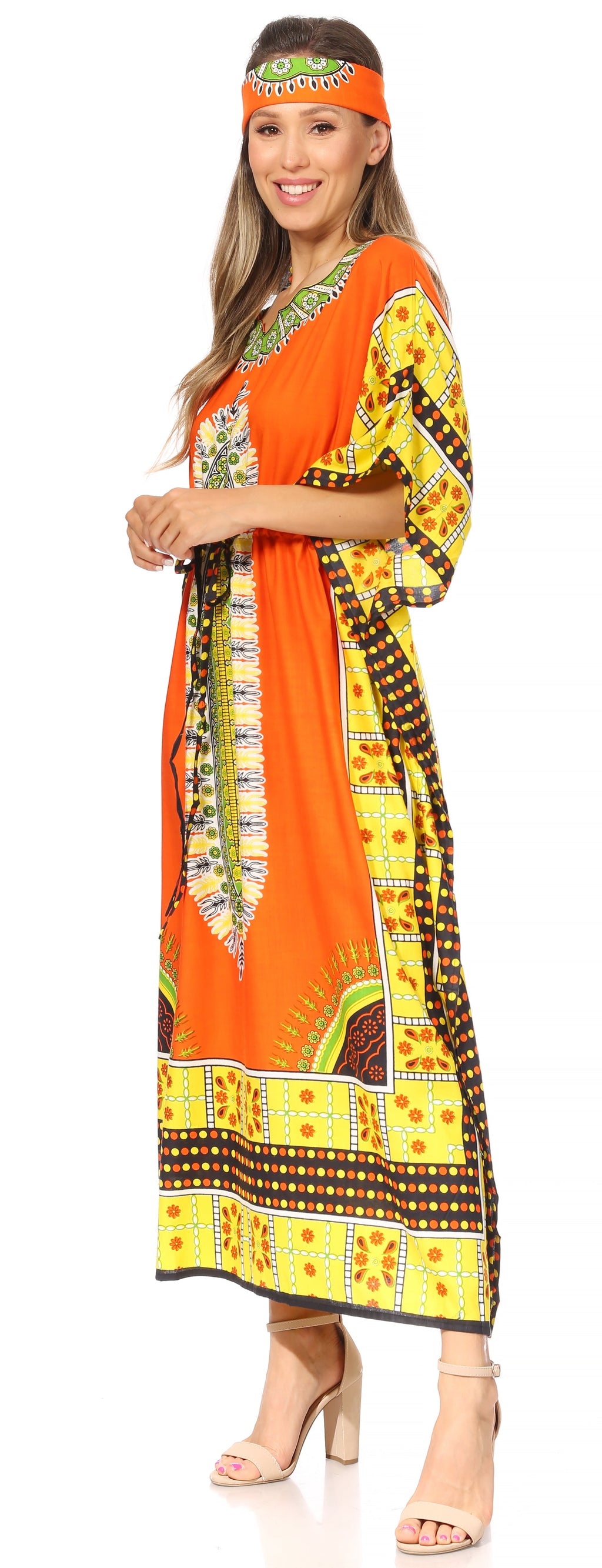 Sakkas Mera Women's Long Loose Short Sleeve Summer Casual Caftan Kaftan Dress - Buy One, Get One 50% Off