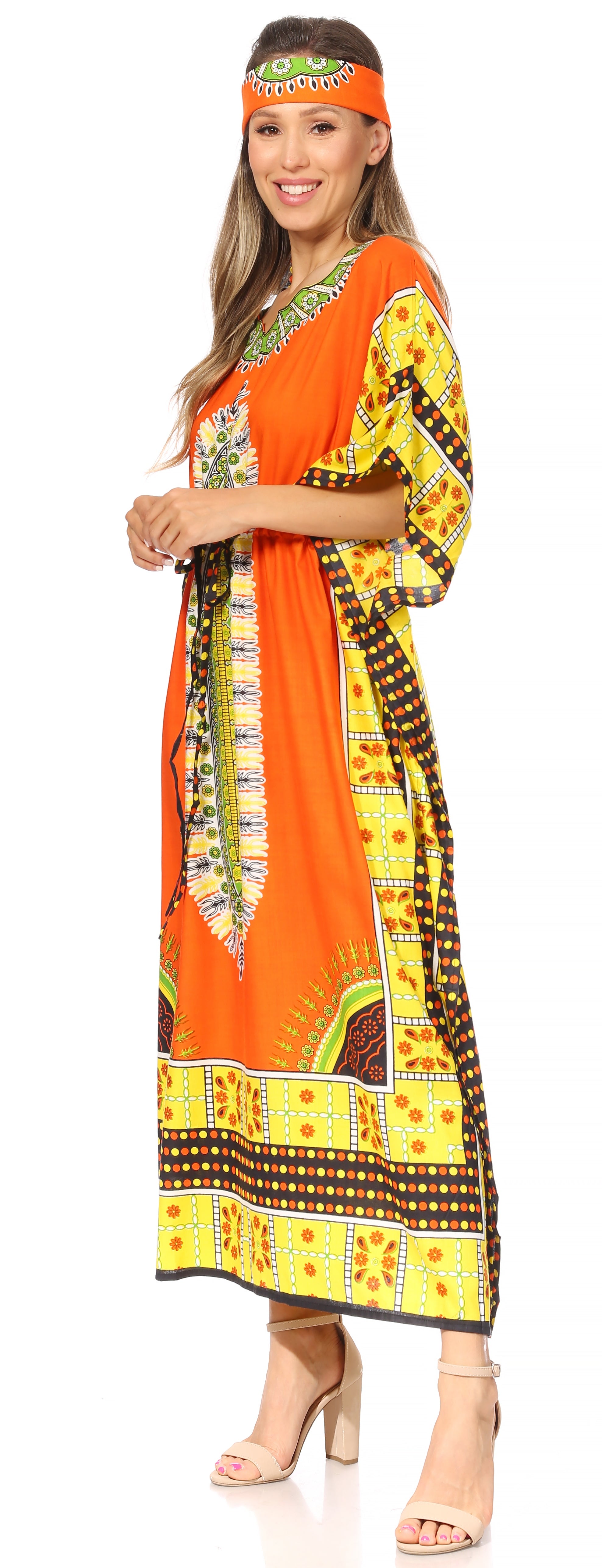 Sakkas Mera Women's Long Loose Short Sleeve Summer Casual Caftan Kaftan Dress - Buy One, Get One 50% Off