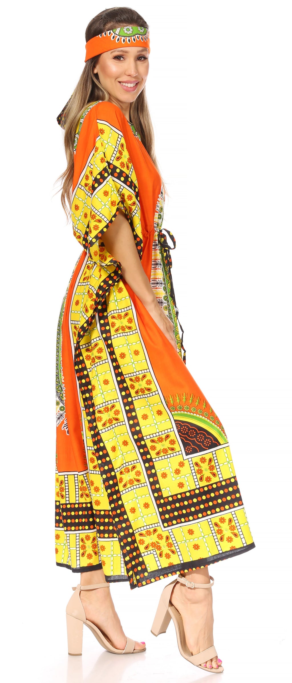 Sakkas Mera Women's Long Loose Short Sleeve Summer Casual Caftan Kaftan Dress - Buy One, Get One 50% Off