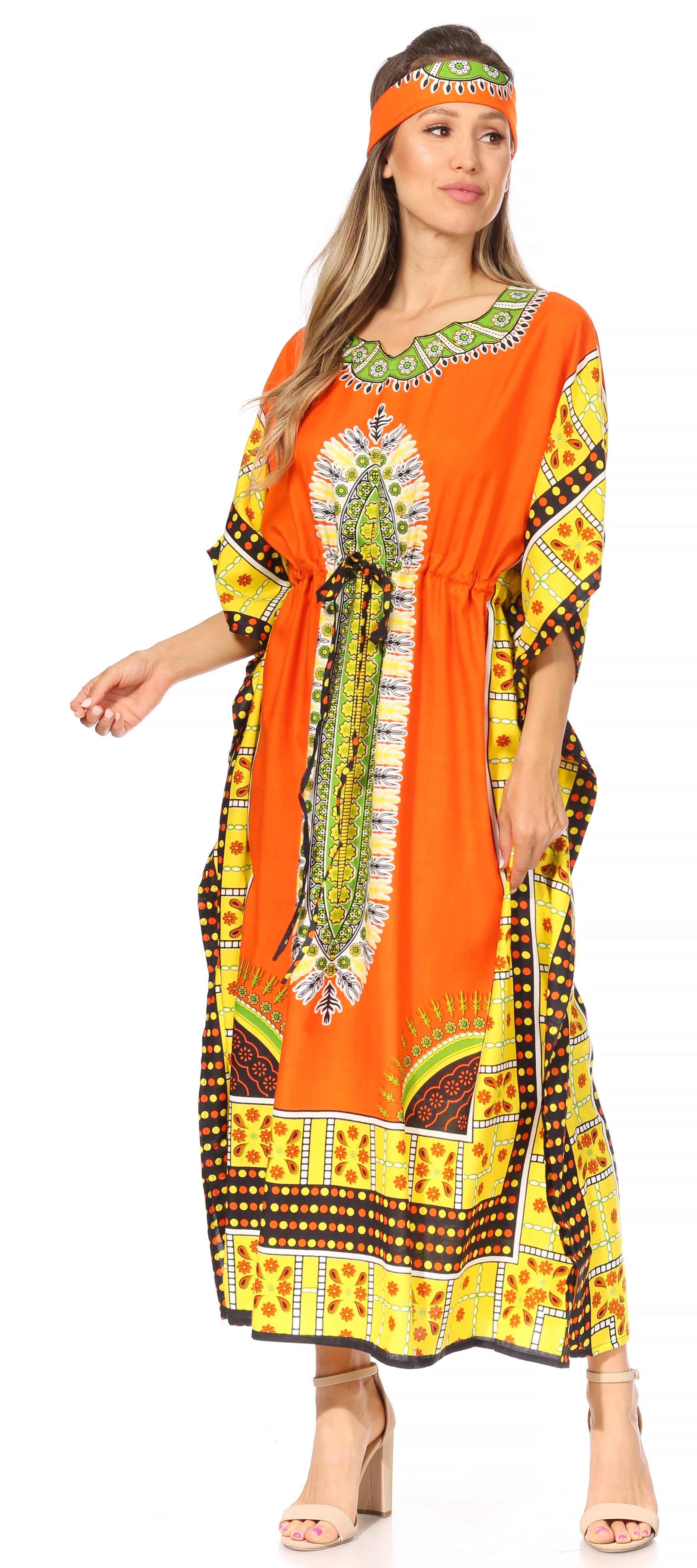 Sakkas Mera Women's Long Loose Short Sleeve Summer Casual Caftan Kaftan Dress - Buy One, Get One 50% Off