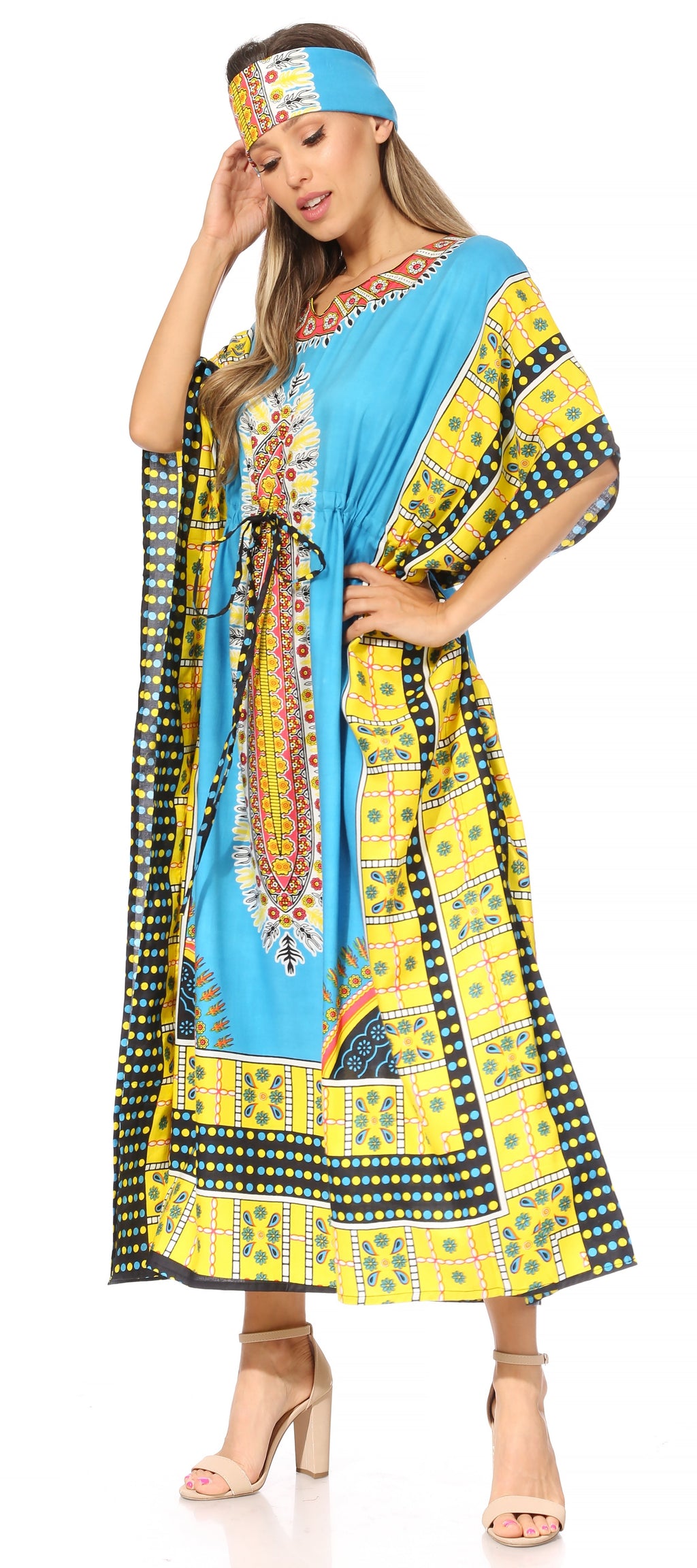 Sakkas Mera Women's Long Loose Short Sleeve Summer Casual Caftan Kaftan Dress - Buy One, Get One 50% Off