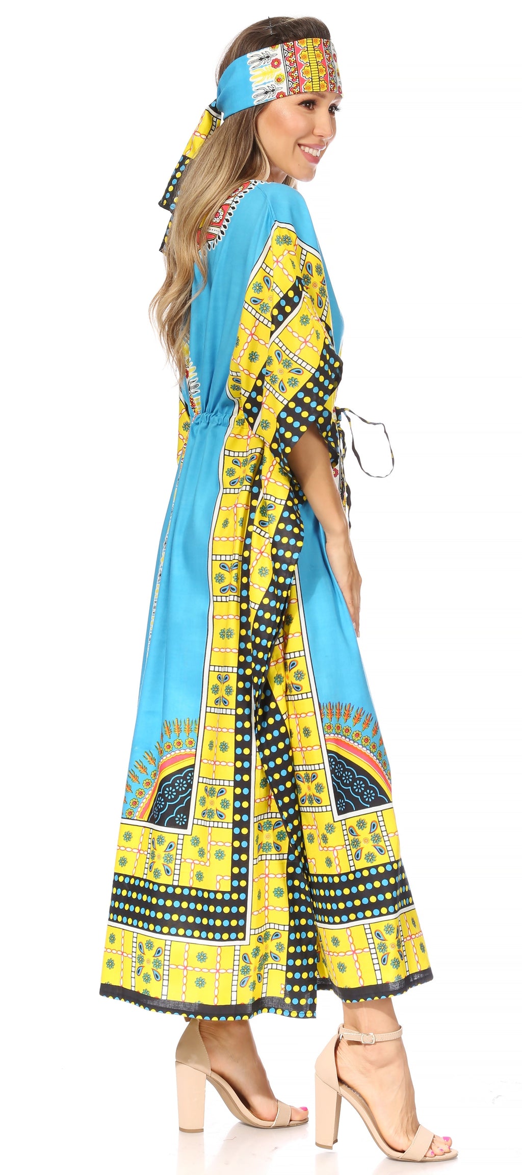 Sakkas Mera Women's Long Loose Short Sleeve Summer Casual Caftan Kaftan Dress - Buy One, Get One 50% Off